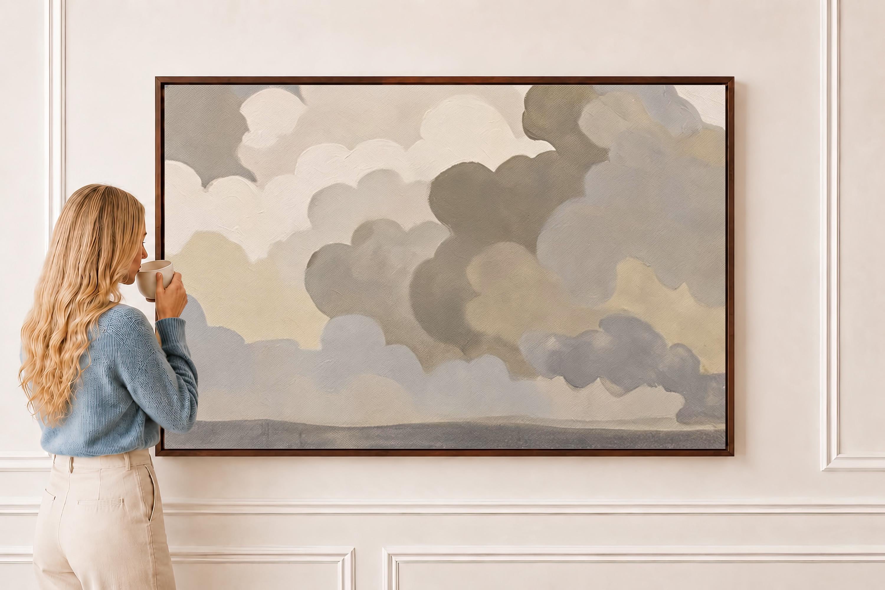 Soft Cloud Nursery Print – Watercolor Sky Wall Art – Gender Neutral Baby Room Decor – Minimal Pastel Nursery – Baby Shower Gift