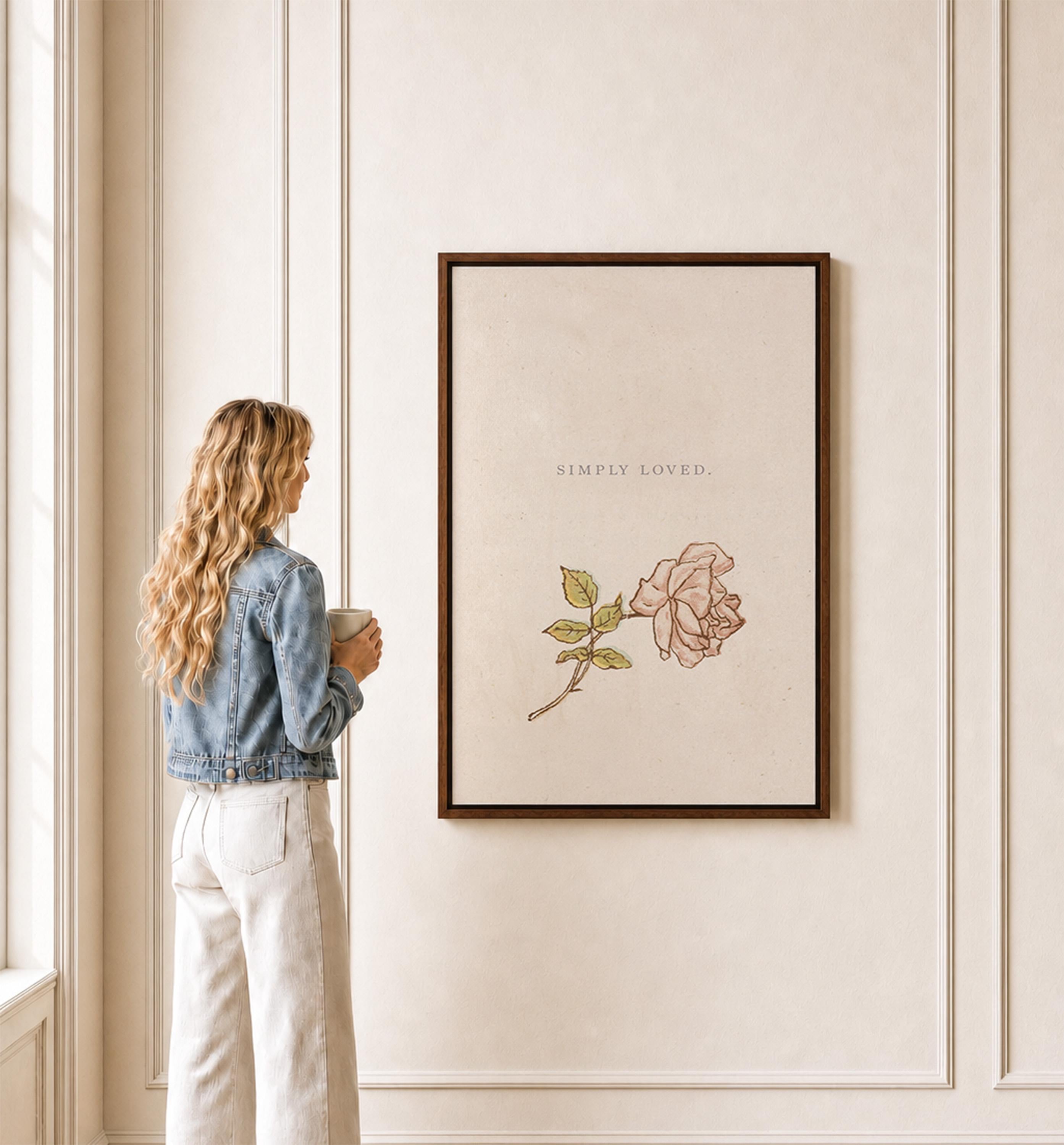 Simply Loved Christian Wall Art, Minimal Faith Nursery Print, Soft Floral Scripture Inspired Art, Neutral Christian Baby Room Decor