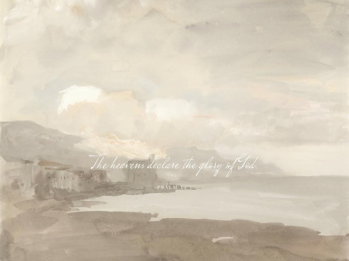 Heavens Declare Canvas | Coastal Dusk Christian Decor | Coastal Christian Wall Art | Faith Gift | T0006