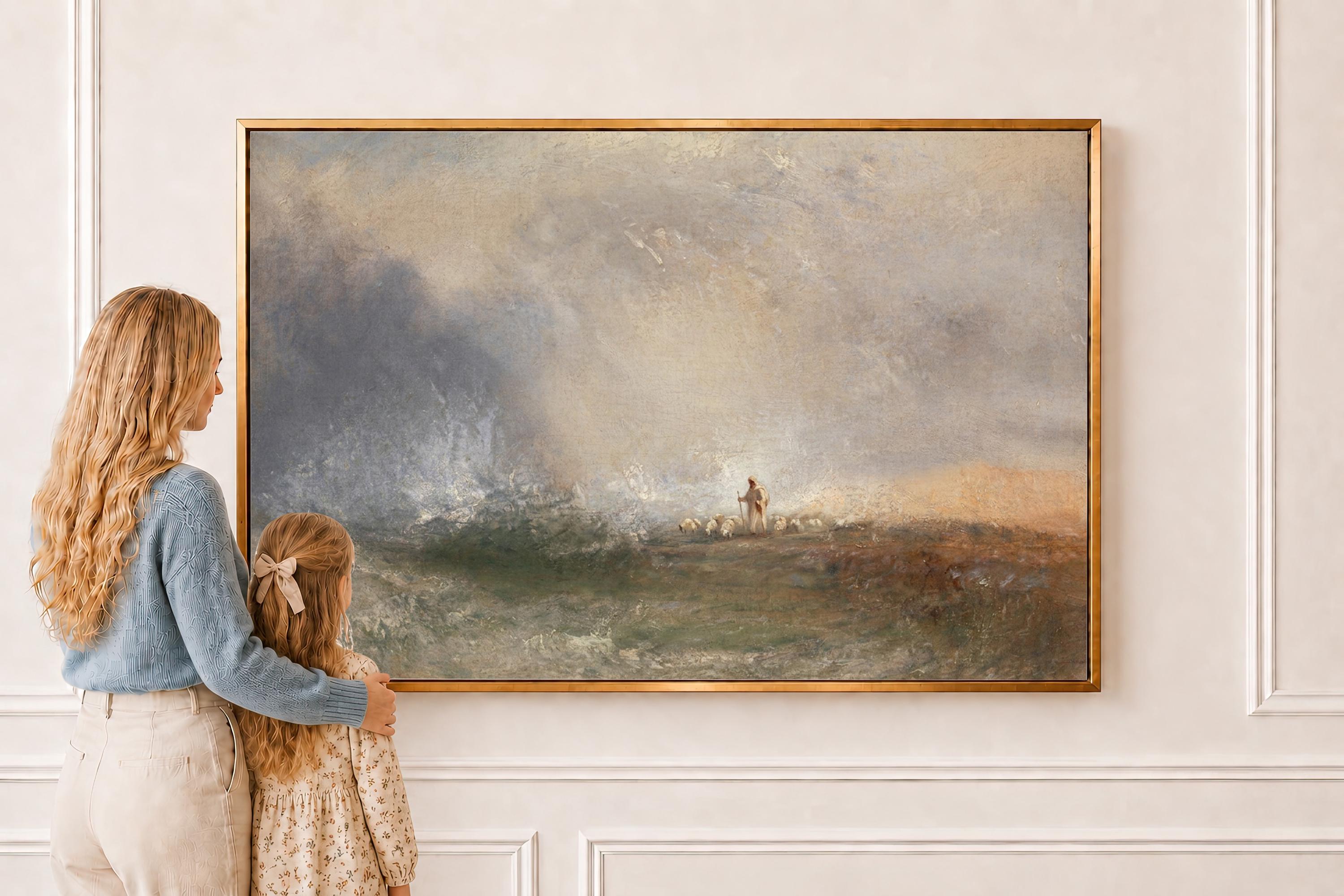 Psalm 23 Framed Canvas | Seascape Jesus Christian Print | Impressionist Christian Wall Art | Faith Gift | S0020
