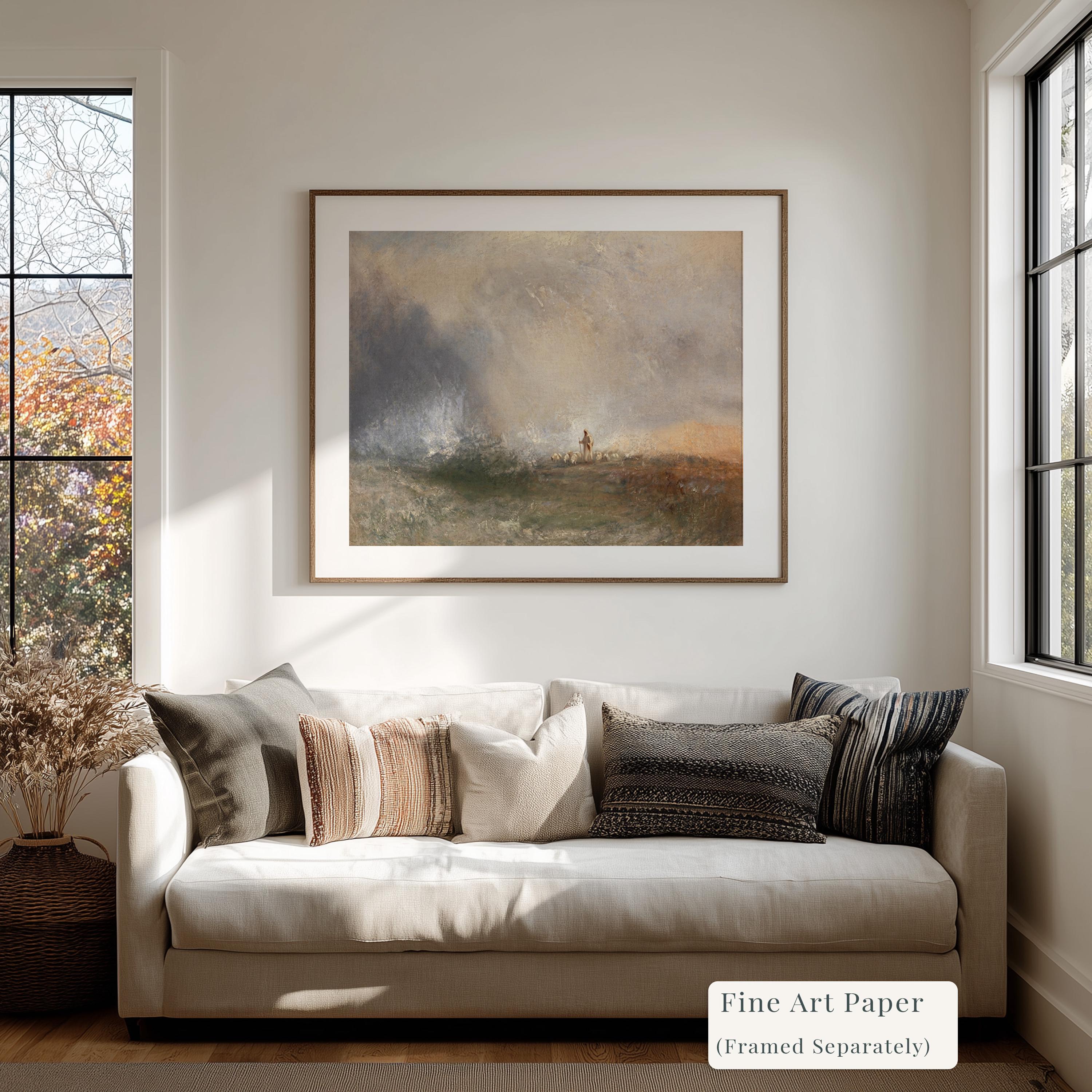 Psalm 23 Framed Canvas | Seascape Jesus Christian Print | Impressionist Christian Wall Art | Faith Gift | S0020