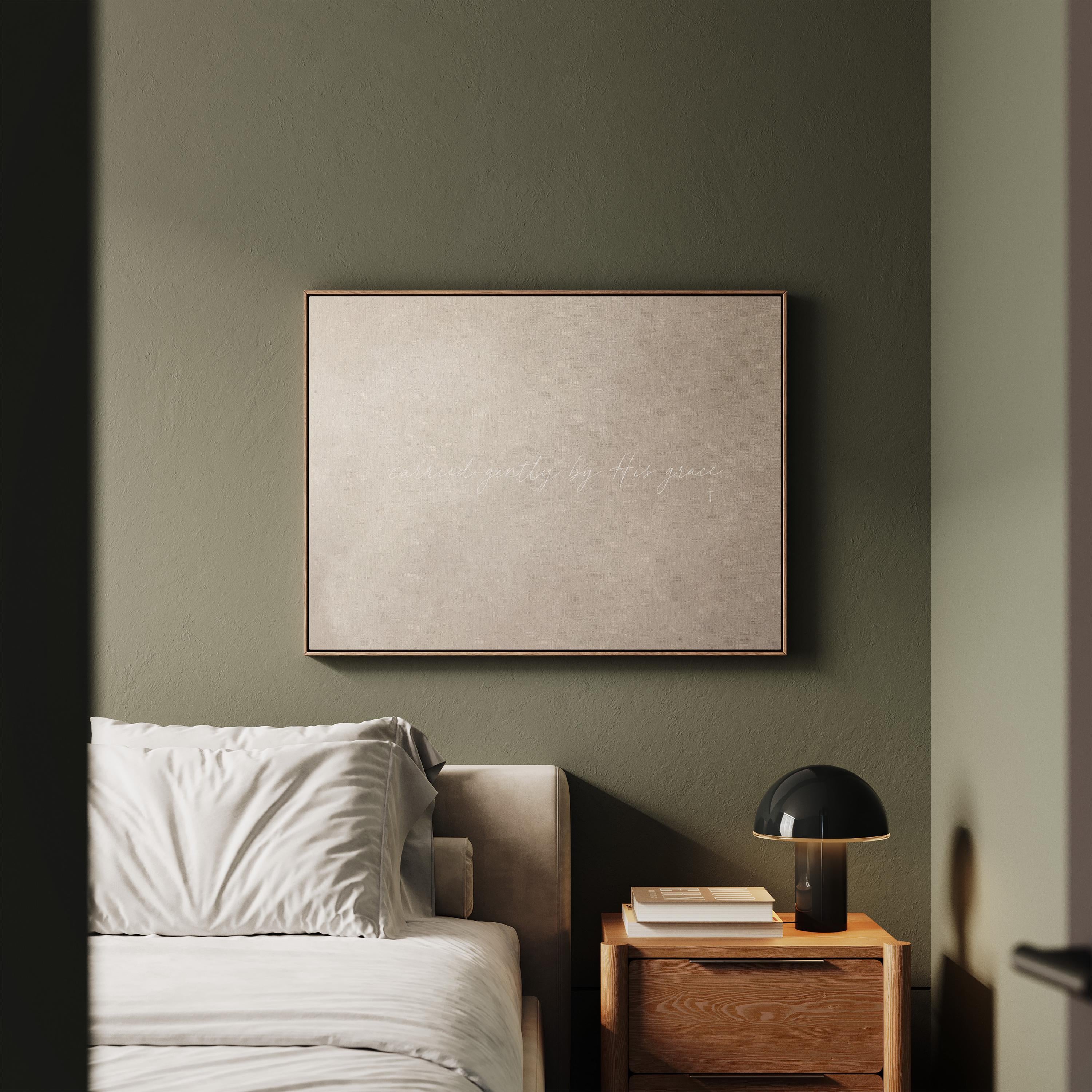 Carried by Grace Canvas | Carried Gently by His Grace Framed Canvas Christian Wall Art | Faith Gift for Her | C0011