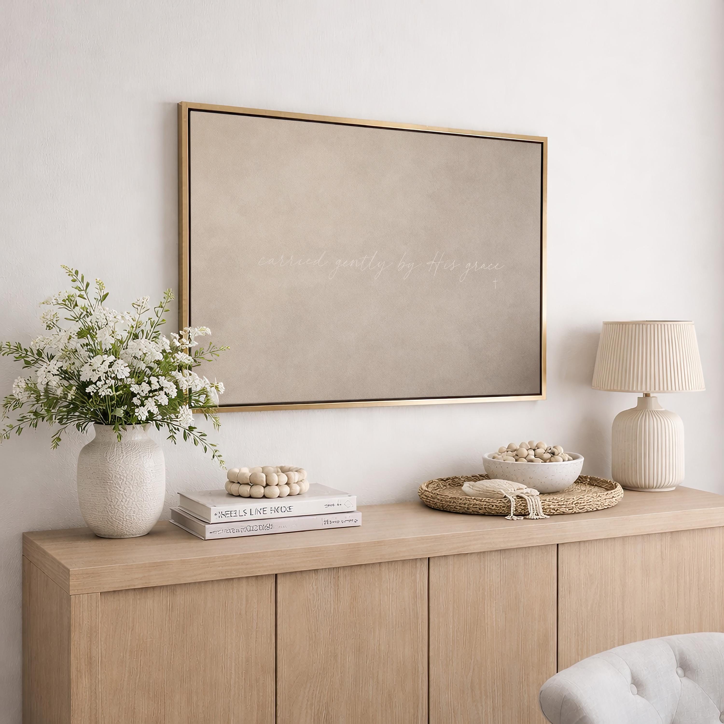 Carried by Grace Canvas | Carried Gently by His Grace Framed Canvas Christian Wall Art | Faith Gift for Her | C0011