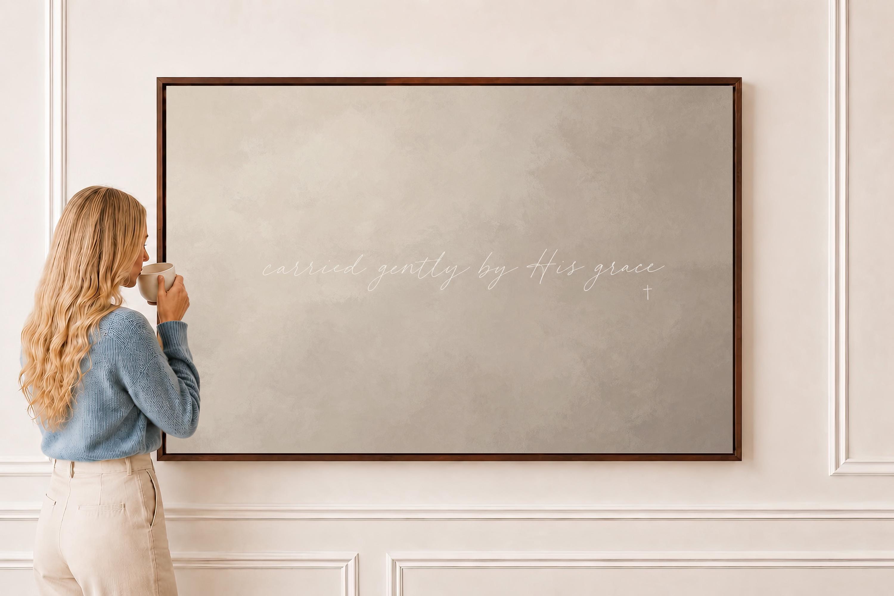 Carried by Grace Canvas | Carried Gently by His Grace Framed Canvas Christian Wall Art | Faith Gift for Her | C0011