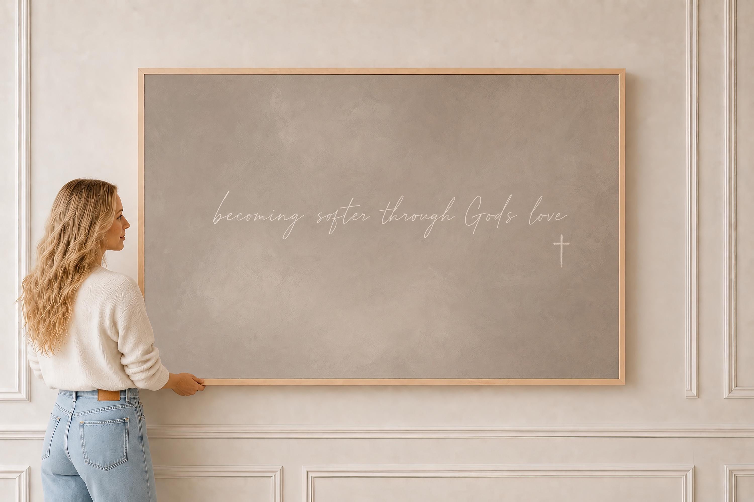 Softened by Love Canvas | Becoming Softer Through His Love Framed Canvas Christian Wall Art | Faith Gift for Her | C0015