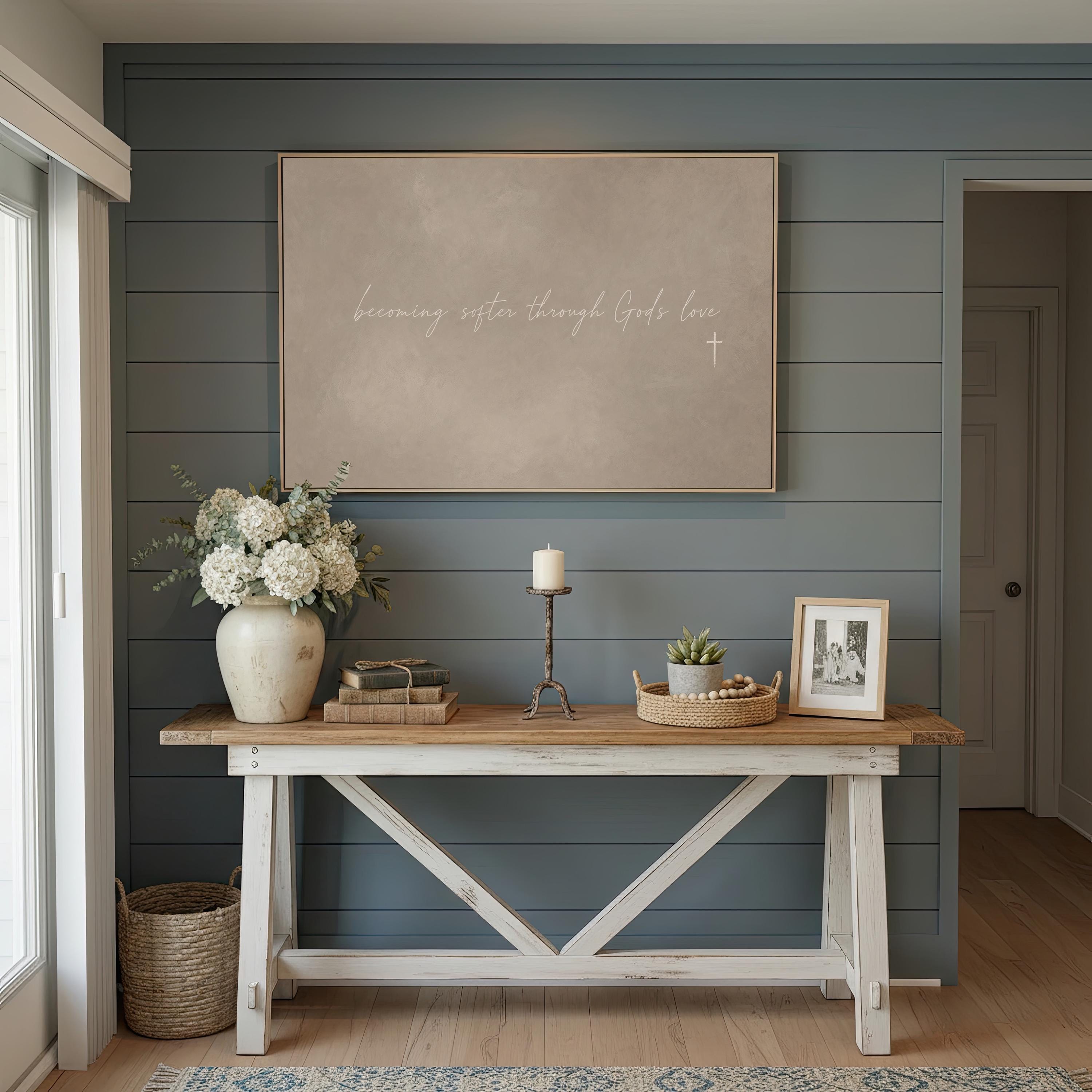 Softened by Love Canvas | Becoming Softer Through His Love Framed Canvas Christian Wall Art | Faith Gift for Her | C0015