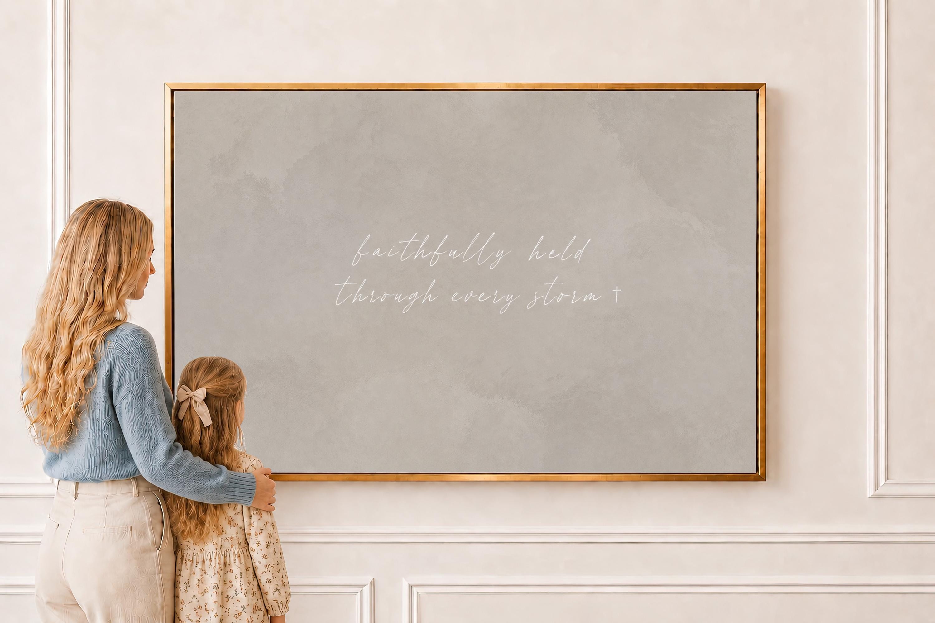 Through Storms Canvas | Faithfully Held Through Storms Framed Canvas Christian Wall Art | Faith Gift for Her | C0019