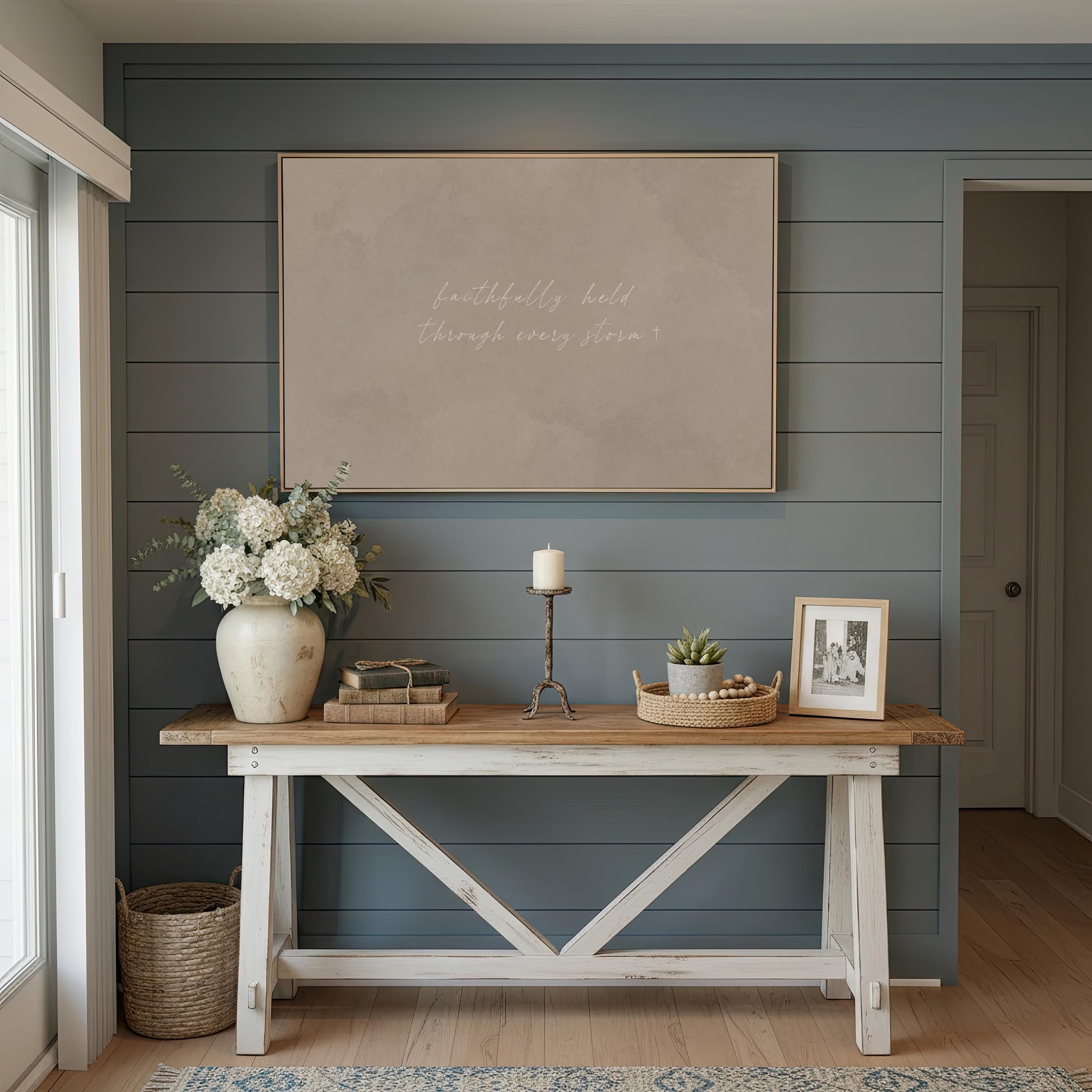 Through Storms Canvas | Faithfully Held Through Storms Framed Canvas Christian Wall Art | Faith Gift for Her | C0019