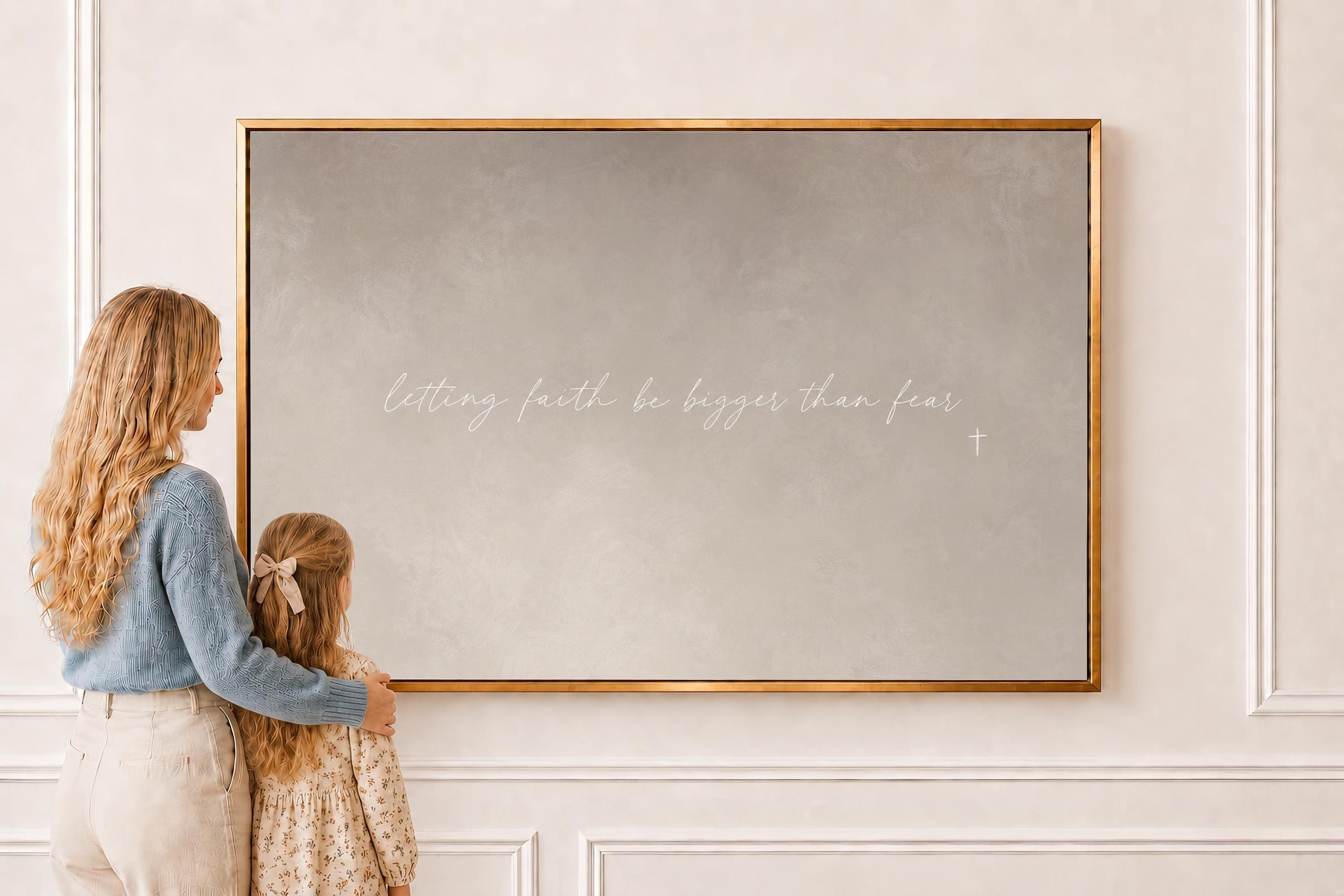 Faith Over Fear Canvas | Faith Bigger Than Fear Framed Canvas Christian Wall Art | Faith Gift for Her | C0006