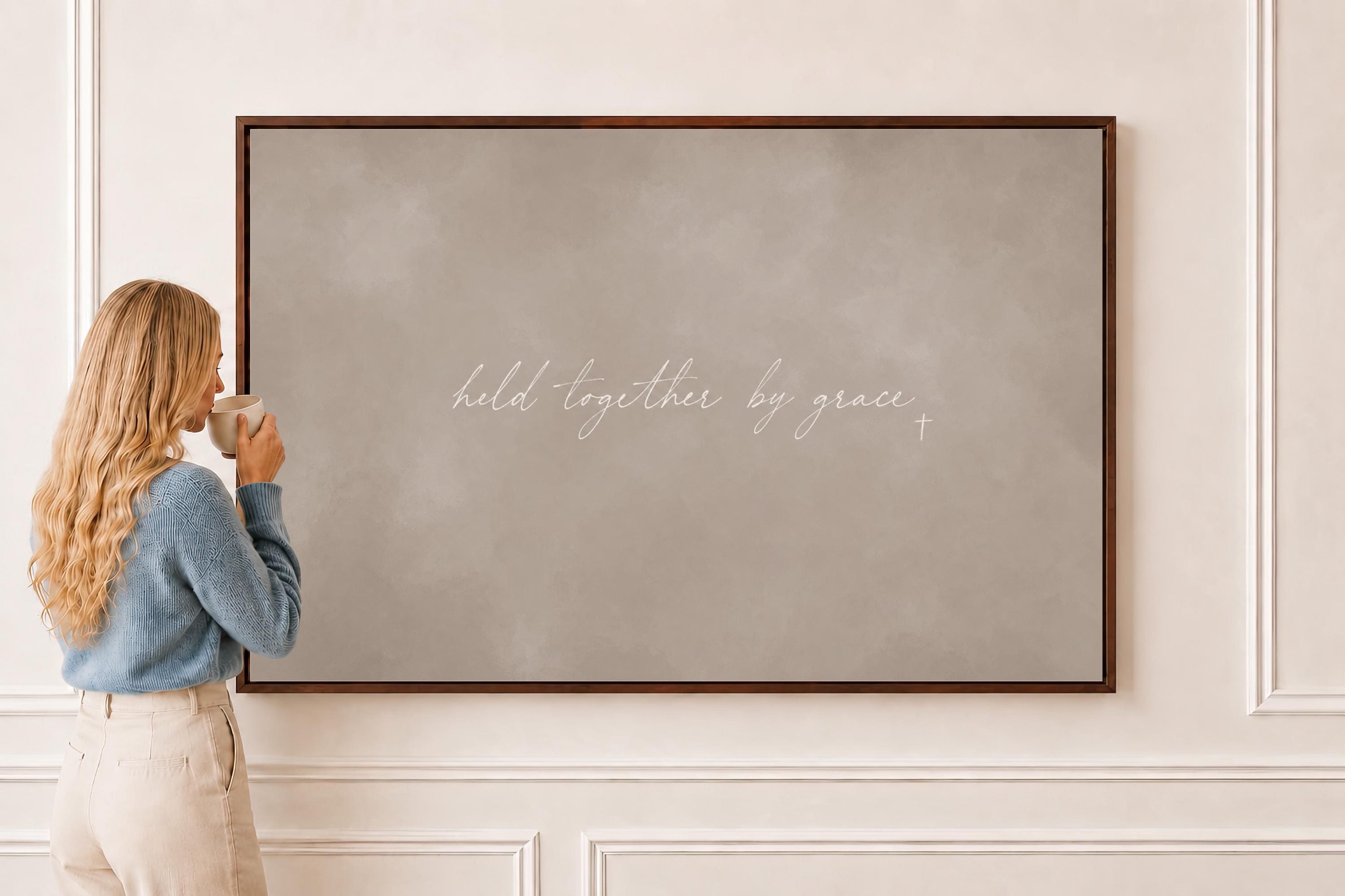 Held by Grace Canvas | Held Together by Grace Framed Canvas Christian Wall Art | Faith Gift for Her | C0001