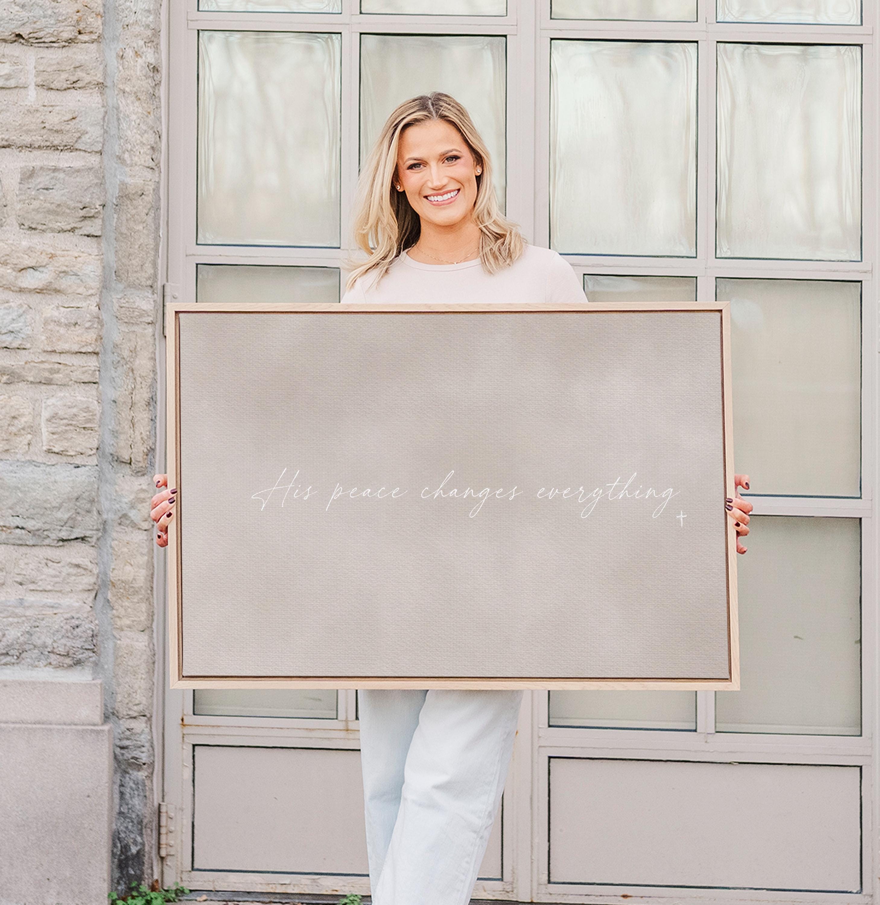 His Peace Canvas | His Peace Changes Everything Framed Canvas Christian Wall Art | Faith Gift for Her | C0017