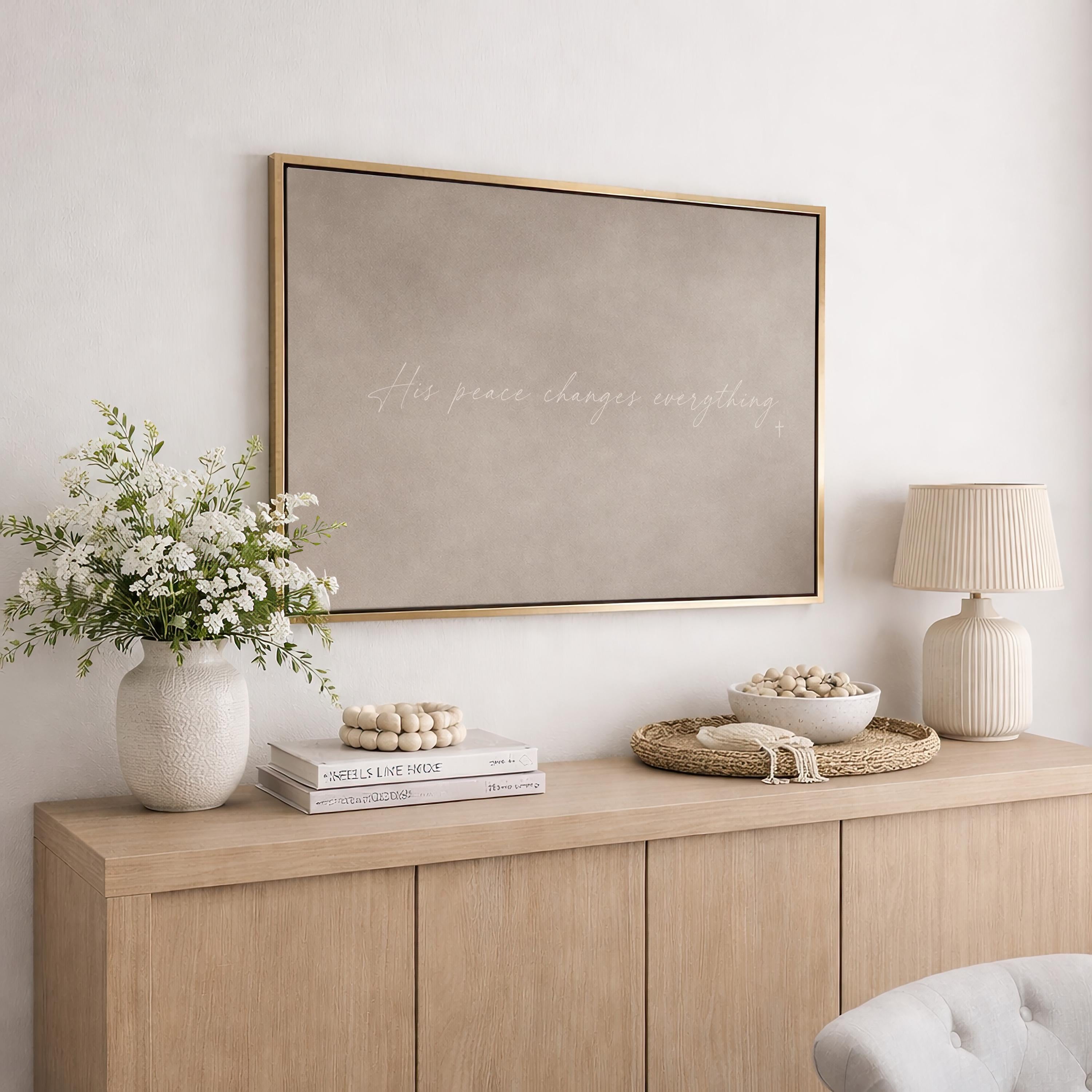 His Peace Canvas | His Peace Changes Everything Framed Canvas Christian Wall Art | Faith Gift for Her | C0017