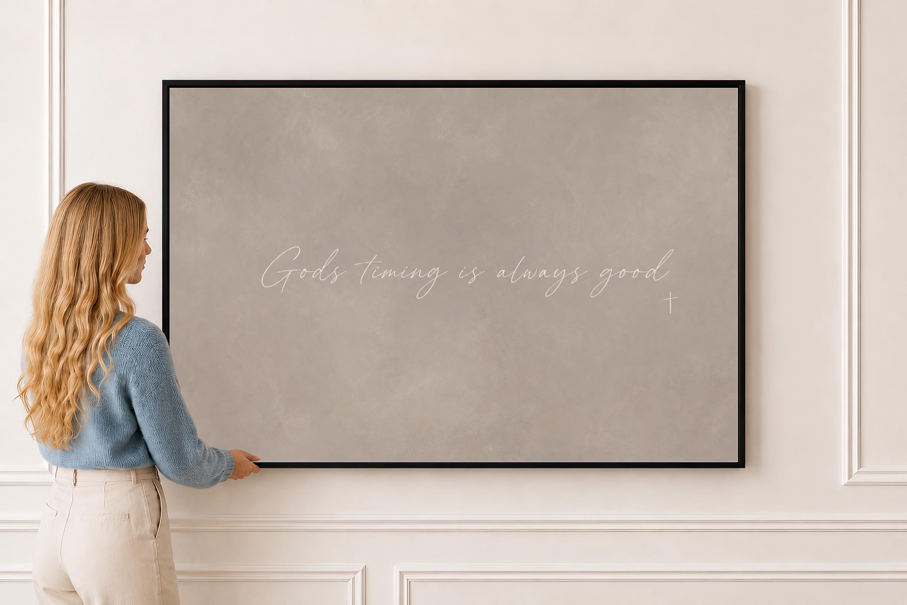 Gods Timing Canvas | God's Timing Is Always Good Framed Canvas Christian Wall Art | Faith Gift for Her | C0003