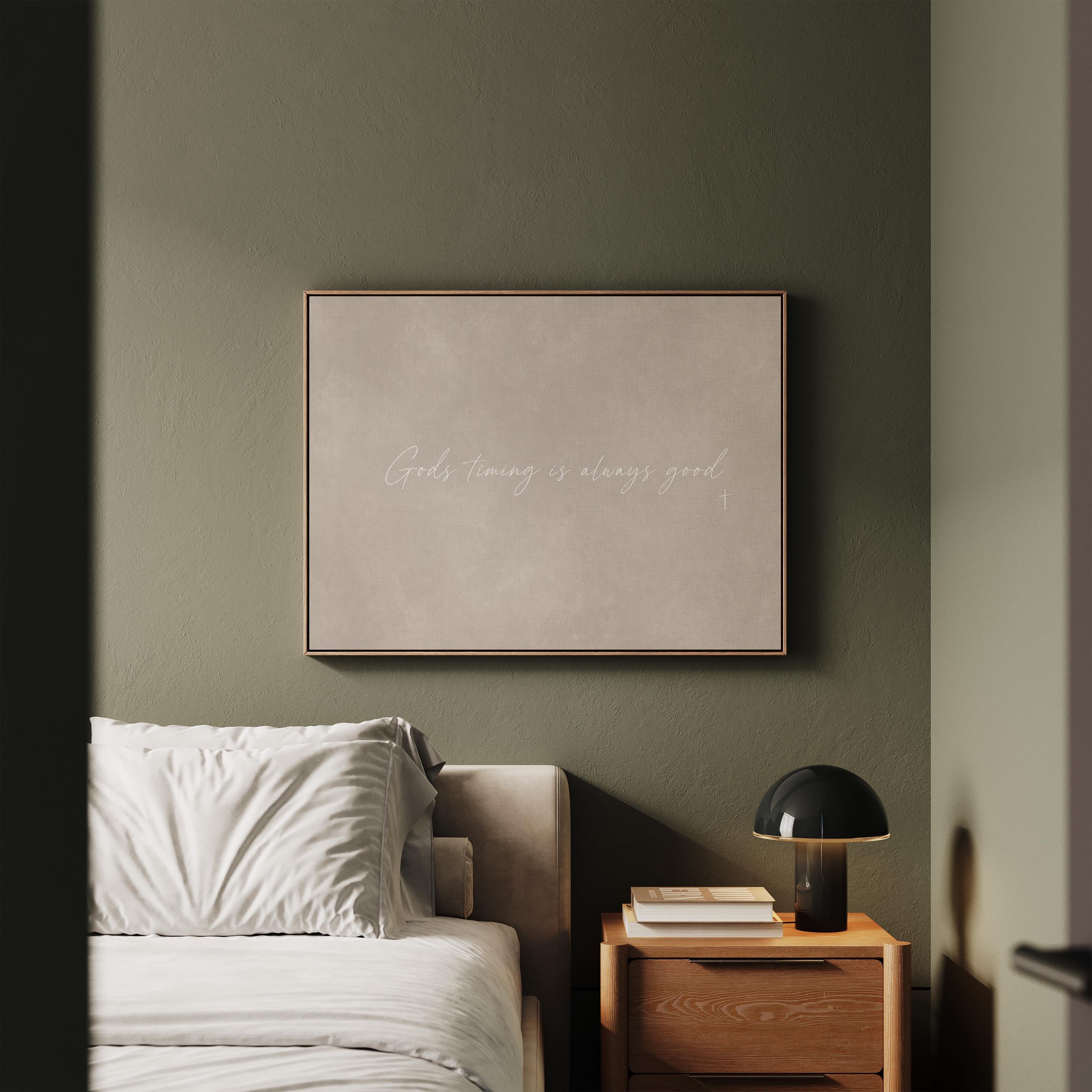 Gods Timing Canvas | God's Timing Is Always Good Framed Canvas Christian Wall Art | Faith Gift for Her | C0003