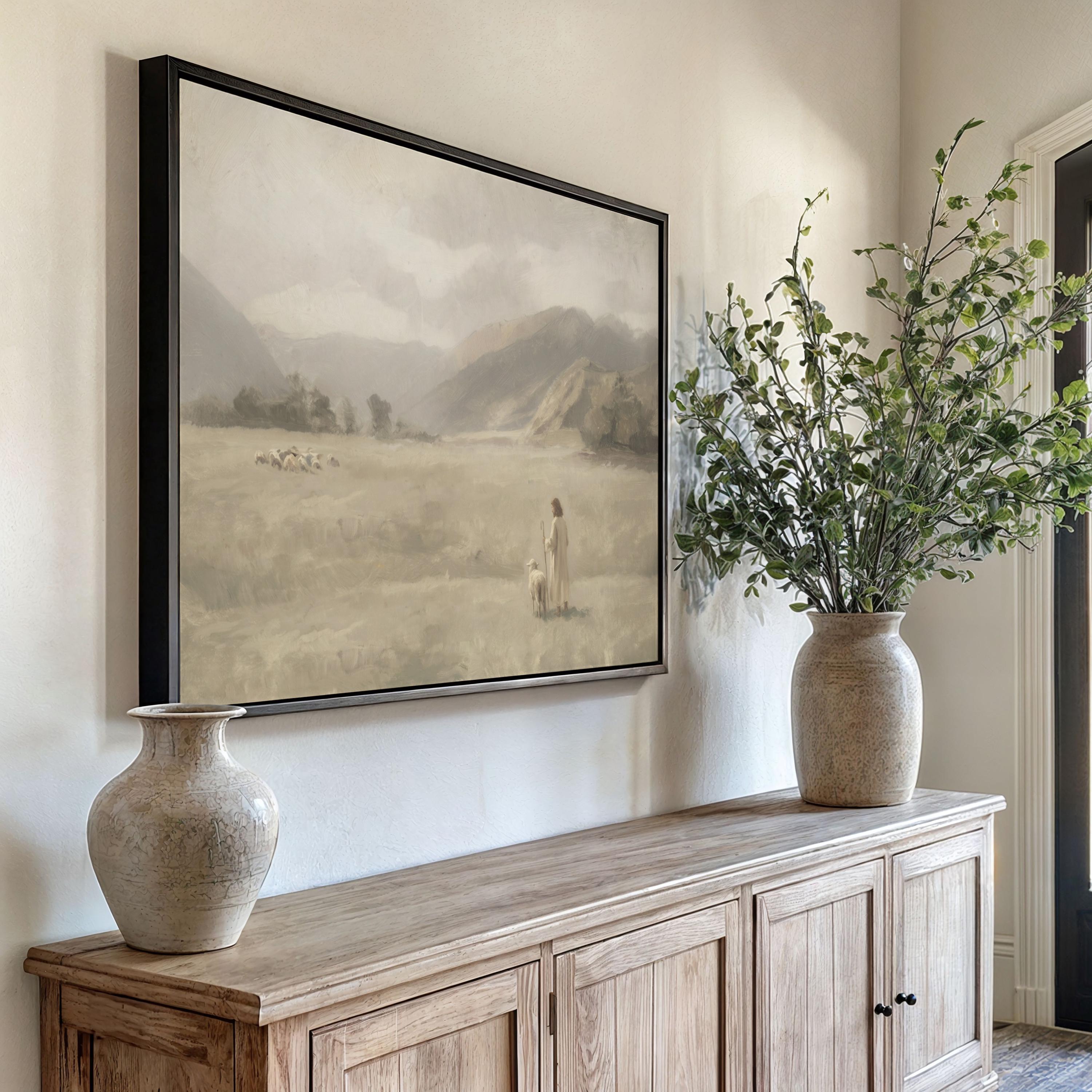 Be Still Canvas | Mountain Meadow Christian Wall Art Print | Vintage Christian Wall Art | Faith Gift | F0008