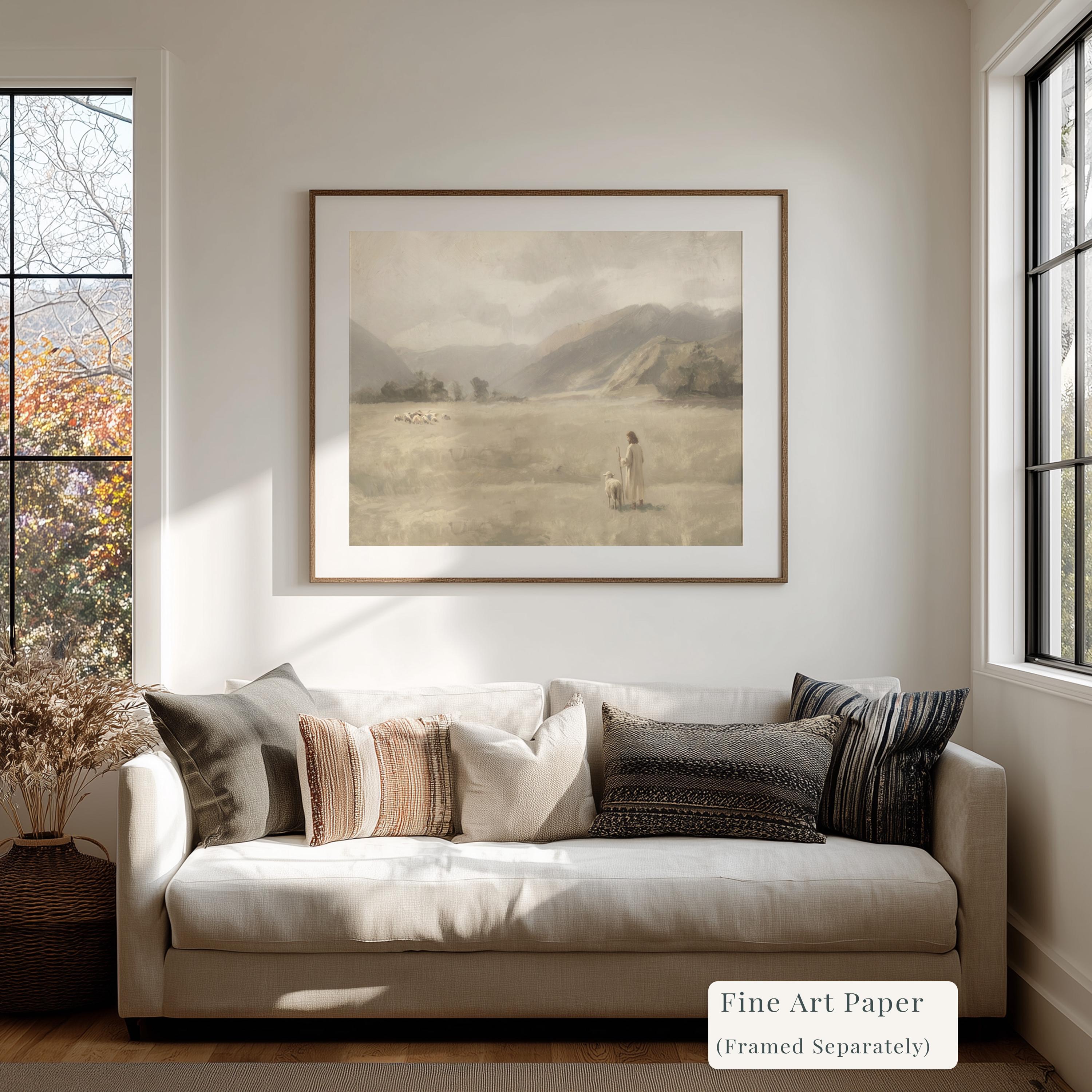 Be Still Canvas | Mountain Meadow Christian Wall Art Print | Vintage Christian Wall Art | Faith Gift | F0008