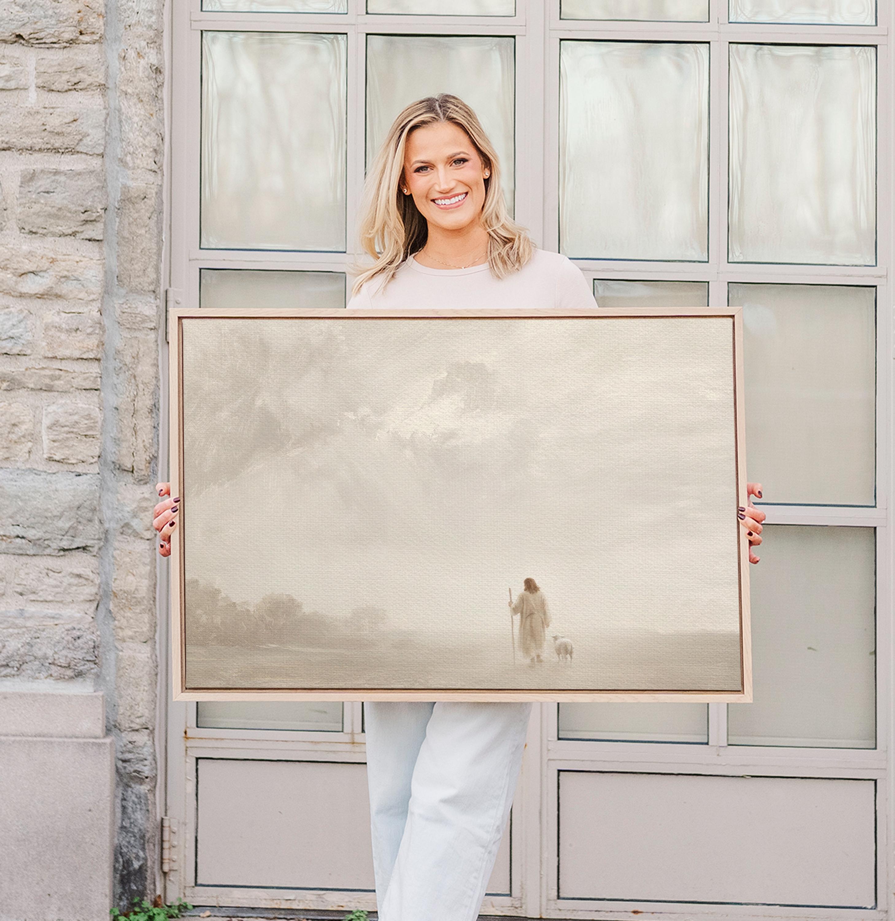 Psalm 23 Veiled Shepherd | Misty Shepherd | Stormy Sky Christian Wall Art Print | M0004