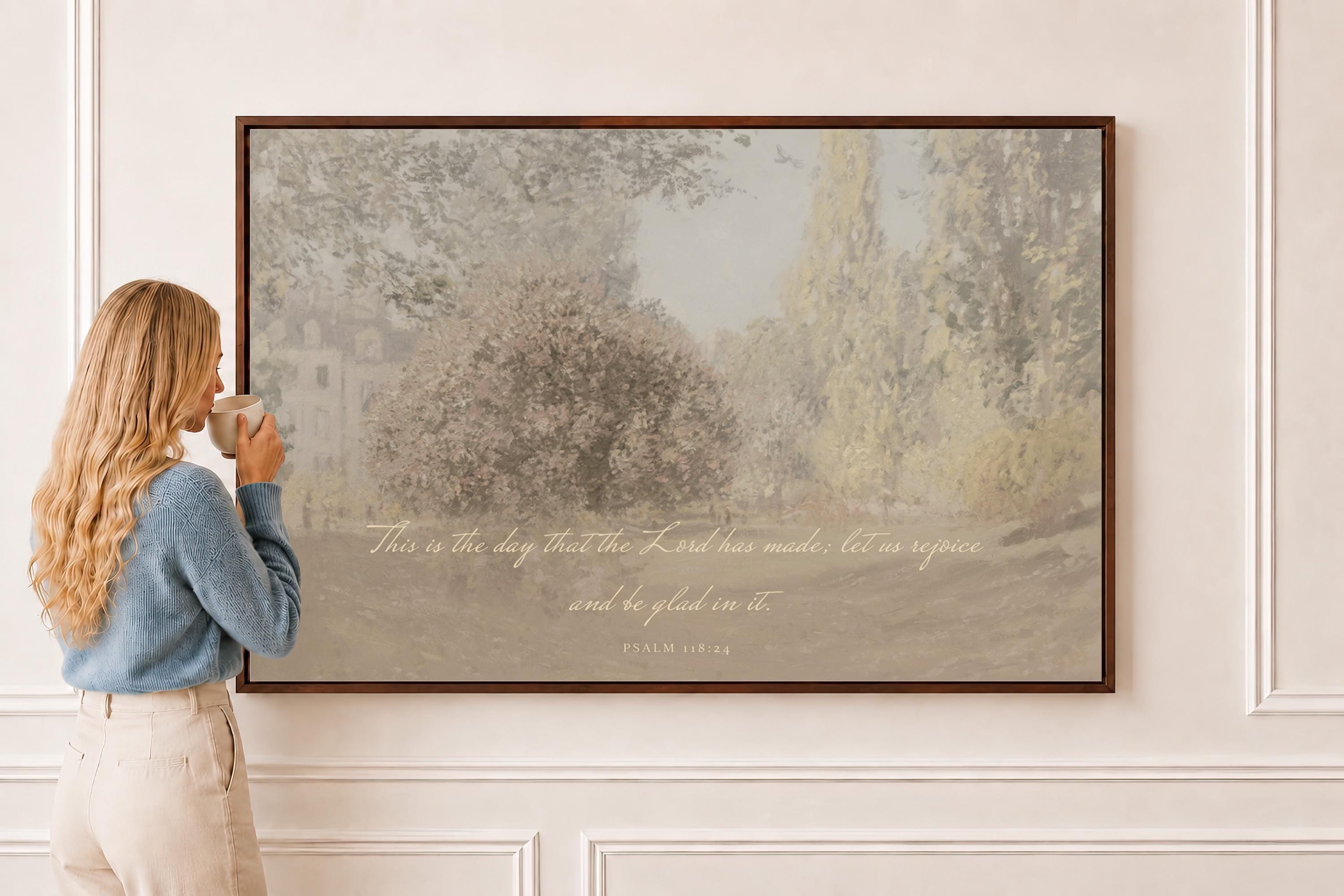 This Is the Day Canvas | Monet-Inspired Parc Monceau Christian Decor | Impressionist Christian Wall Art | Faith Gift | T0014