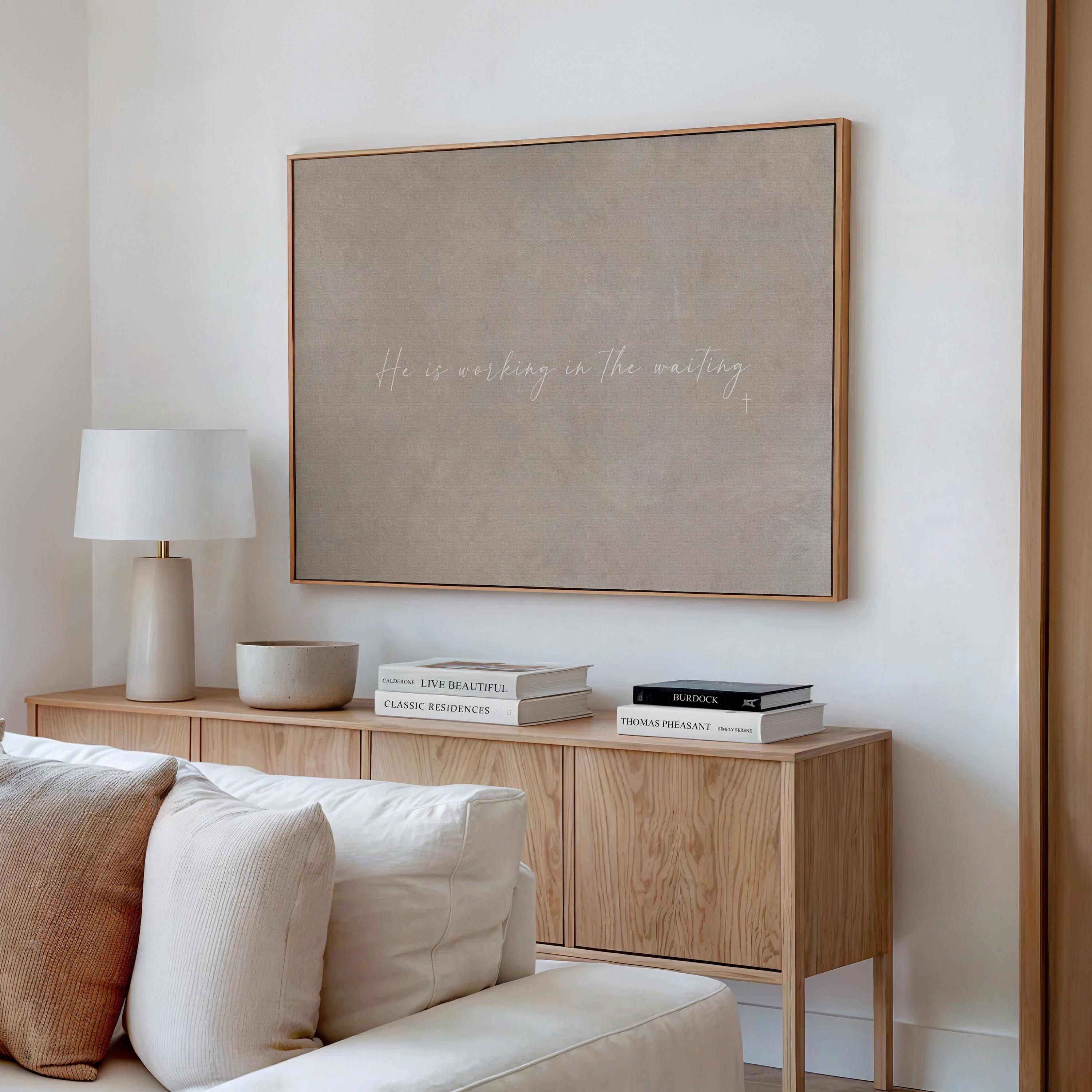 In the Waiting Canvas | Working in the Waiting Framed Canvas Christian Wall Art | Faith Gift for Her | C0010