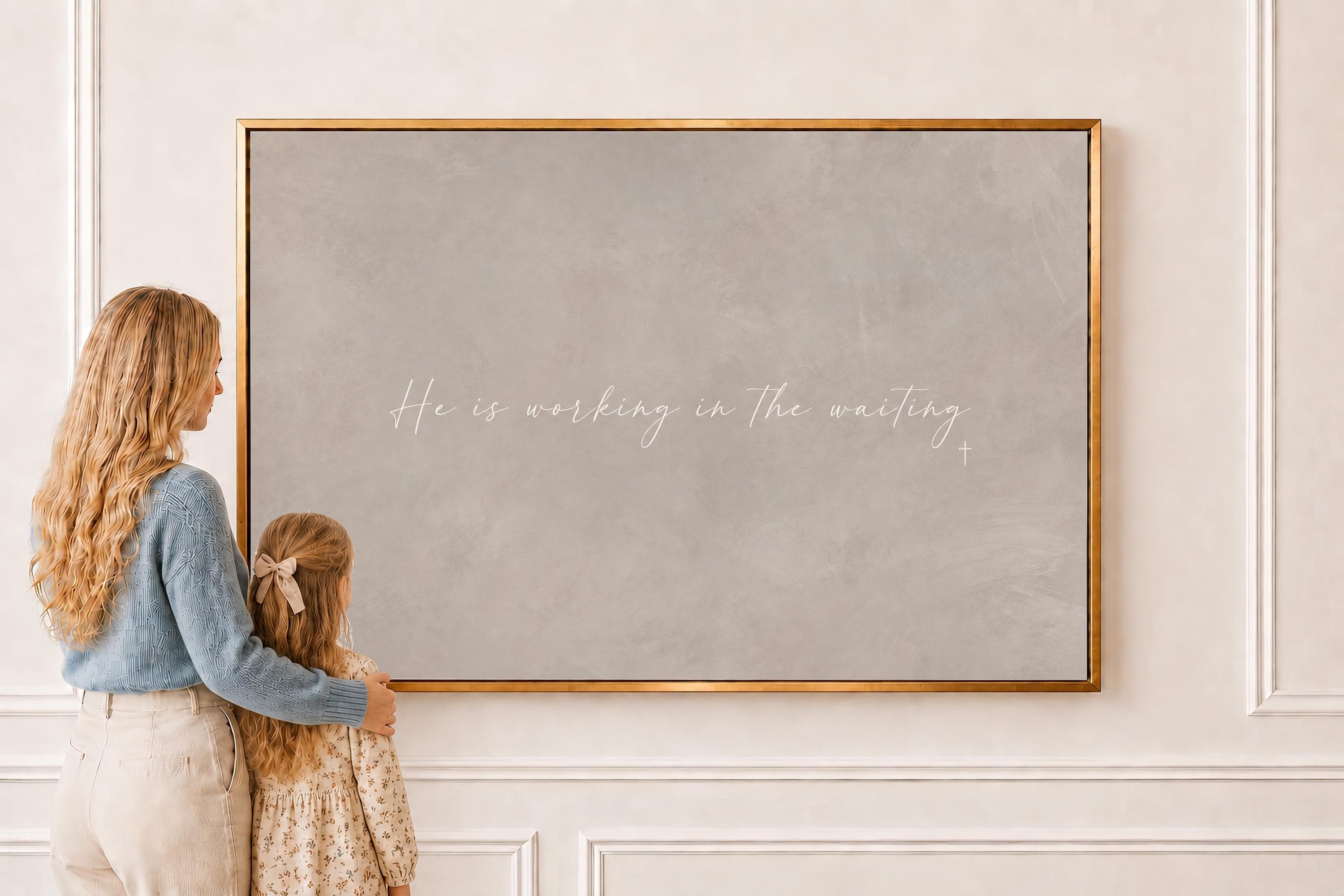In the Waiting Canvas | Working in the Waiting Framed Canvas Christian Wall Art | Faith Gift for Her | C0010