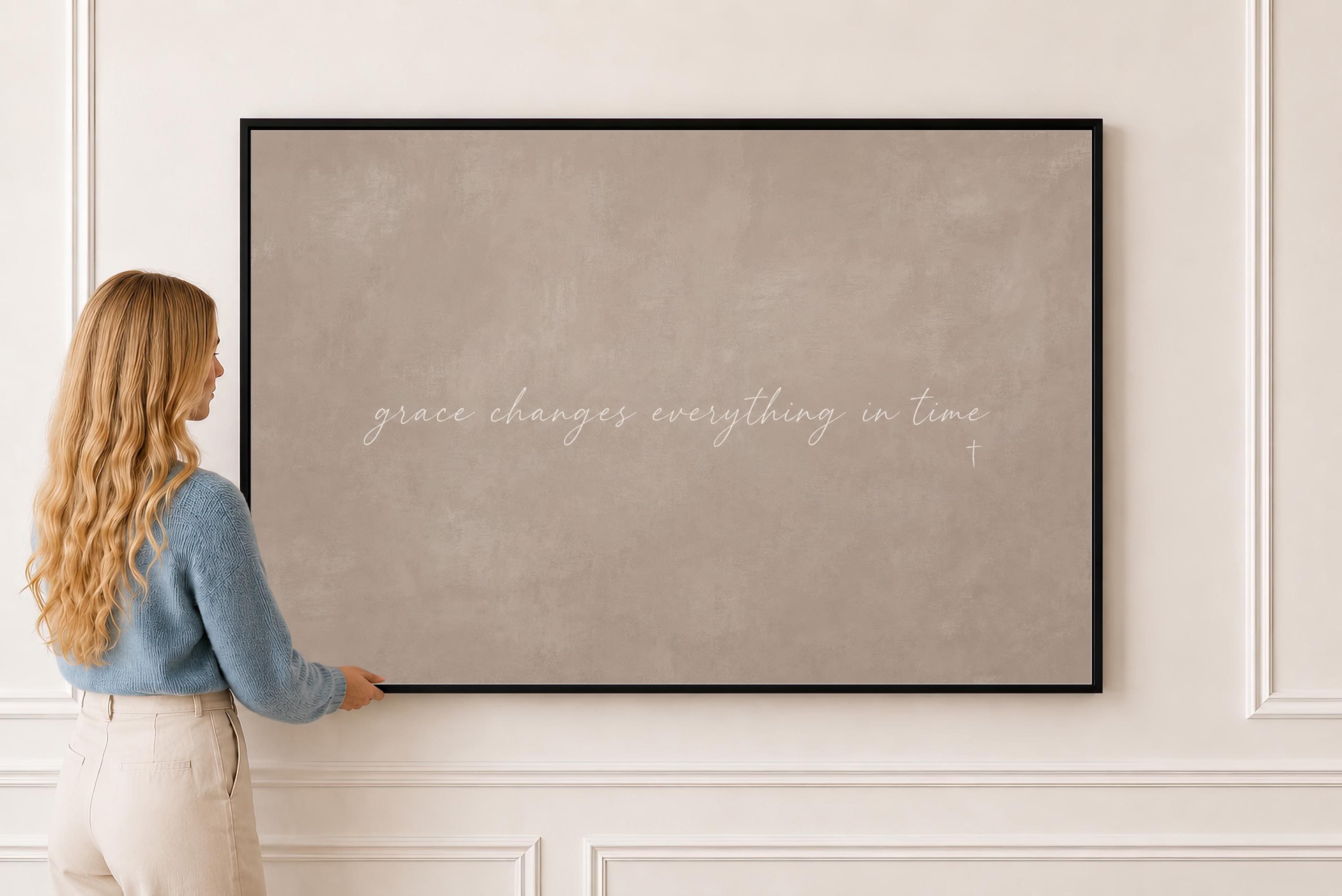 Grace Changes Canvas | Grace Changes Everything Framed Canvas Christian Wall Art | Faith Gift for Her | C0014
