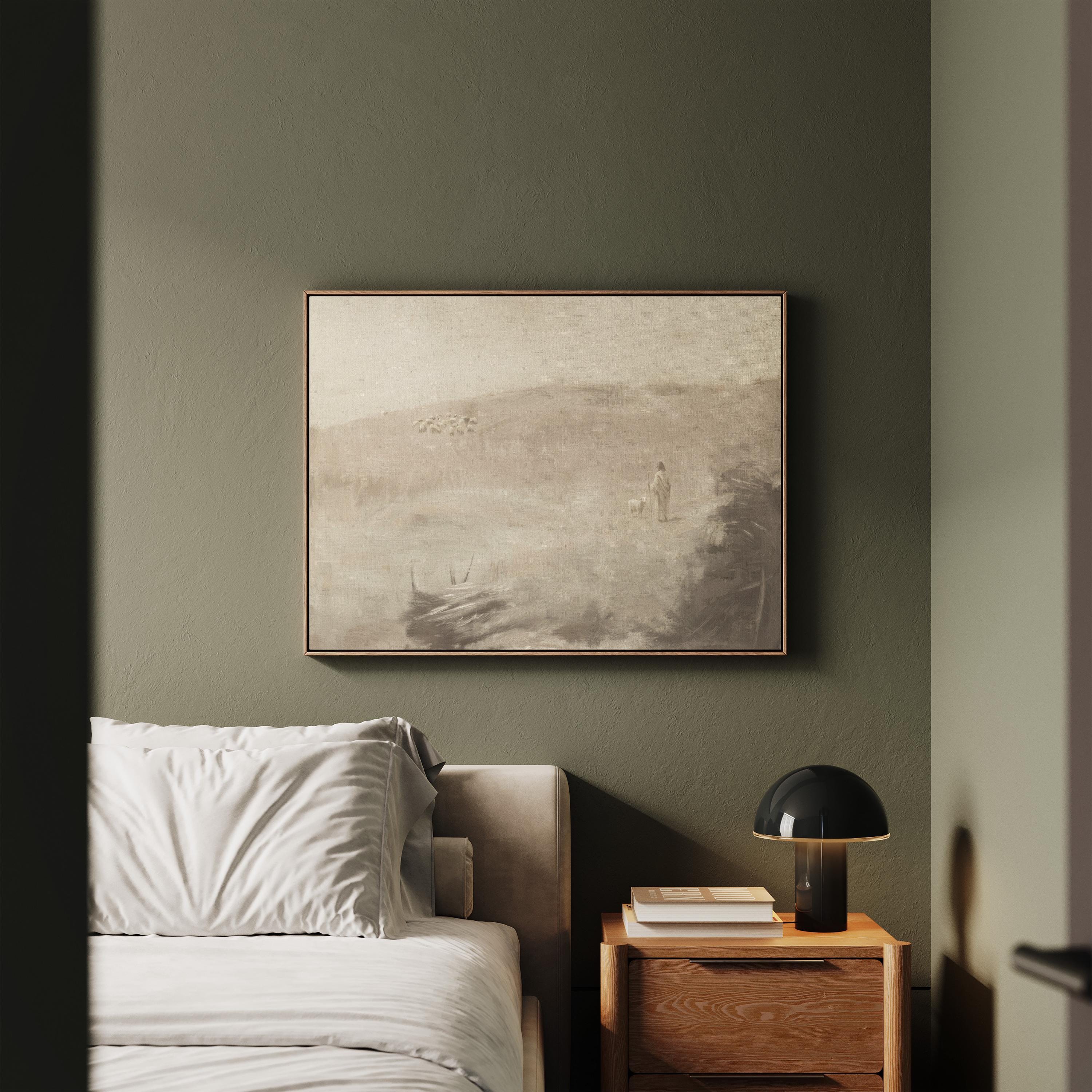 Farmhouse Faith Canvas | Weathered Meadow Christian Wall Art Print | Neutral Christian Wall Art | Faith Gift | G0013