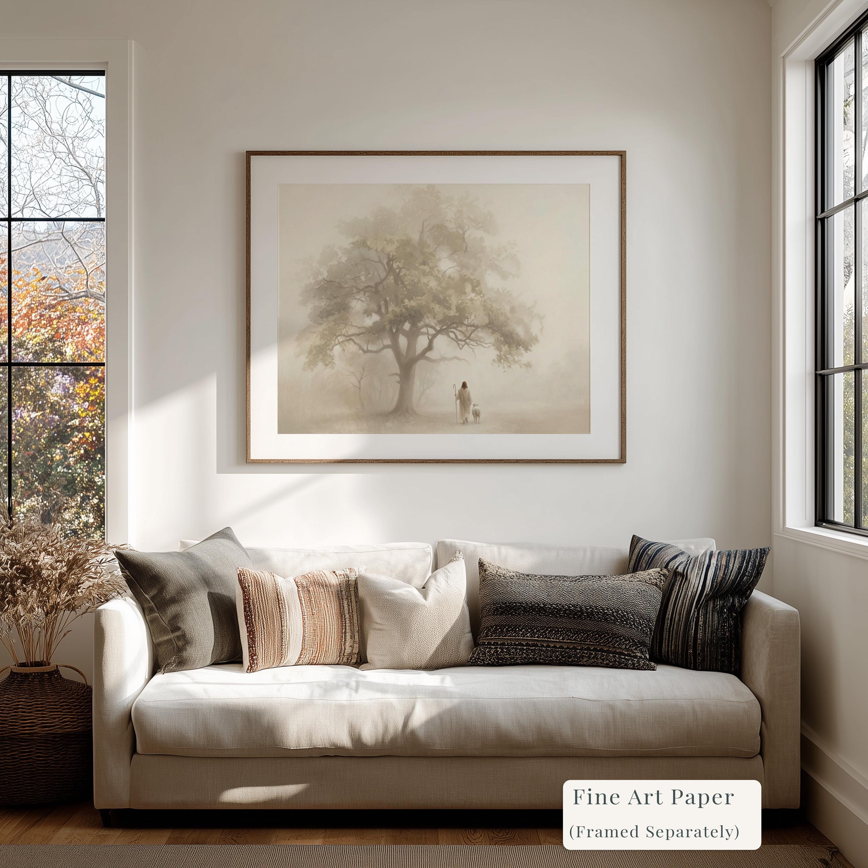 Good Shepherd Canvas | Oak Canopy Christian Wall Art Print | Moody Christian Wall Art | Faith Gift | M0002
