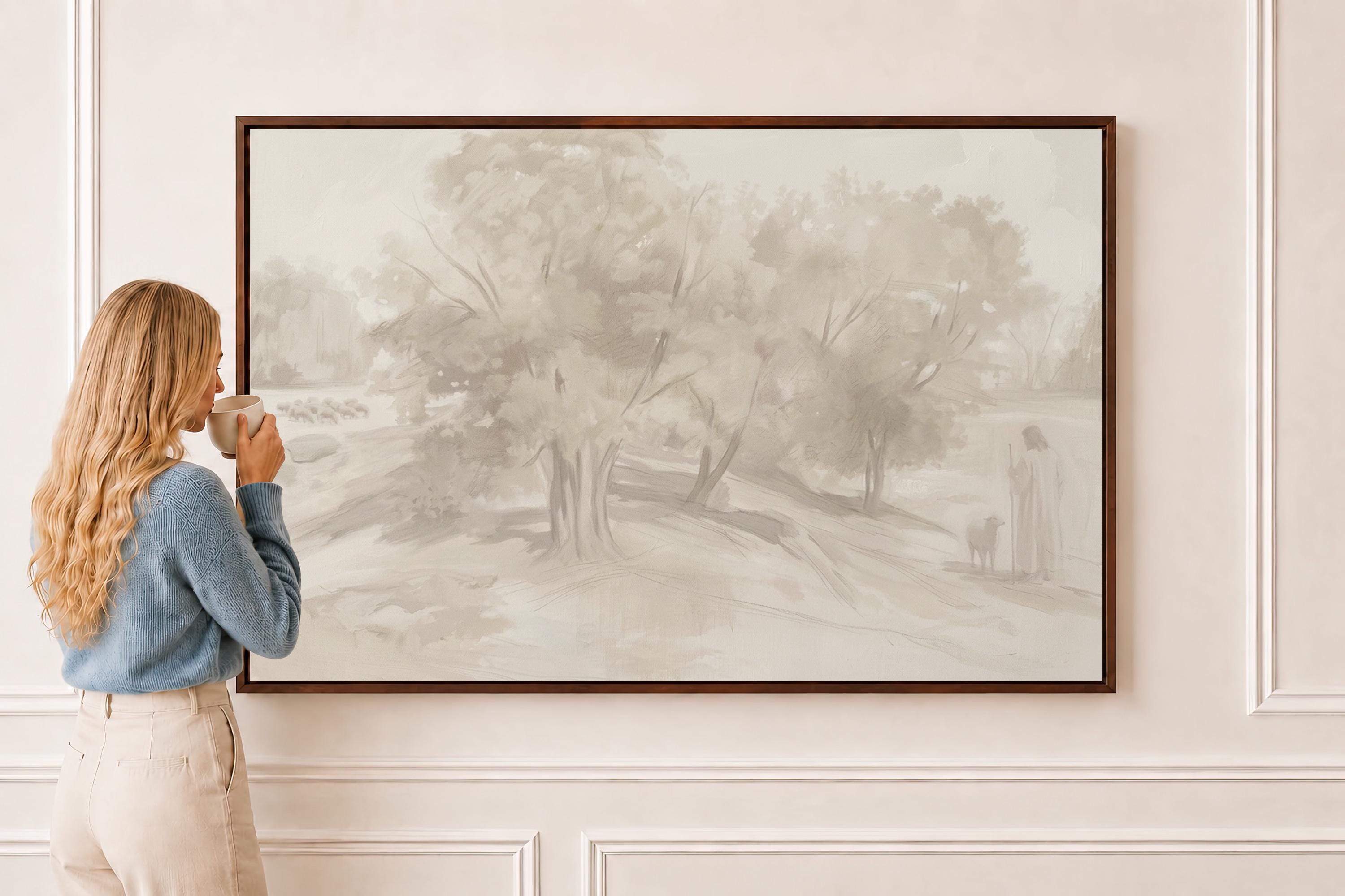 Farmhouse Faith Canvas | Corot Oak Grove Christian Wall Art Print | Impressionist Christian Wall Art | Faith Gift | G0001