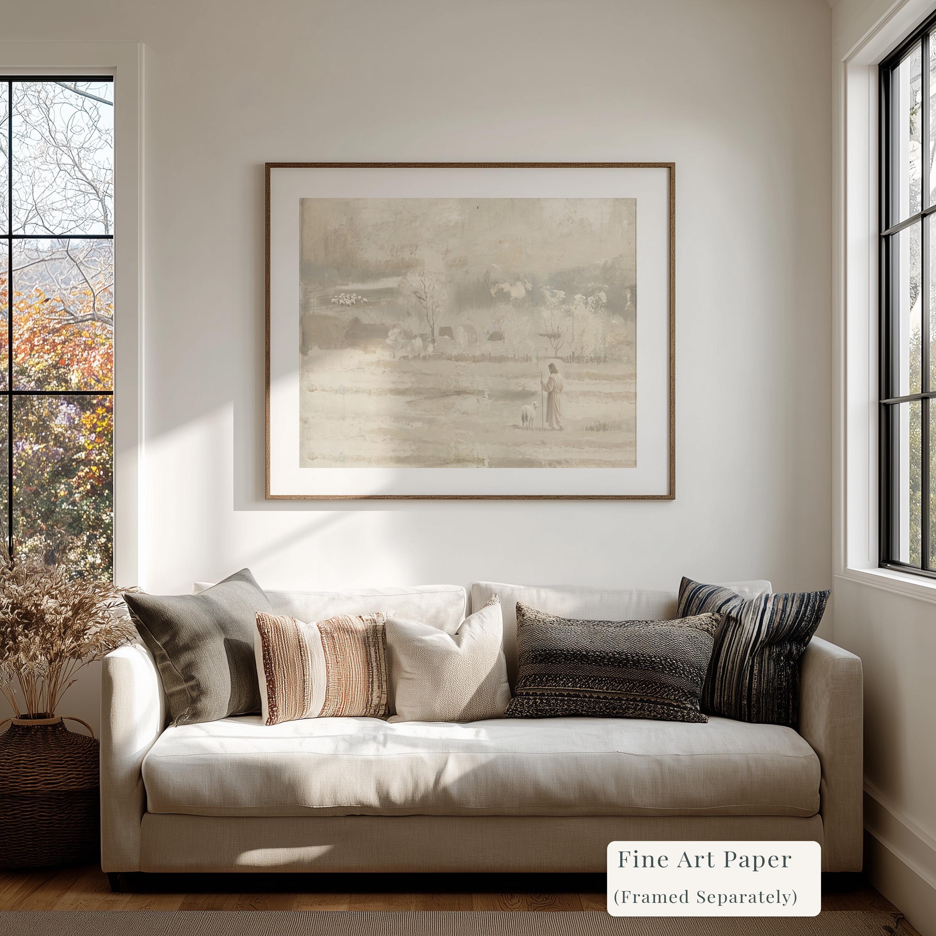 Farmhouse Faith Canvas | Muted Farm Winter Christian Wall Art Print | Vintage Christian Wall Art | Faith Gift | G0009