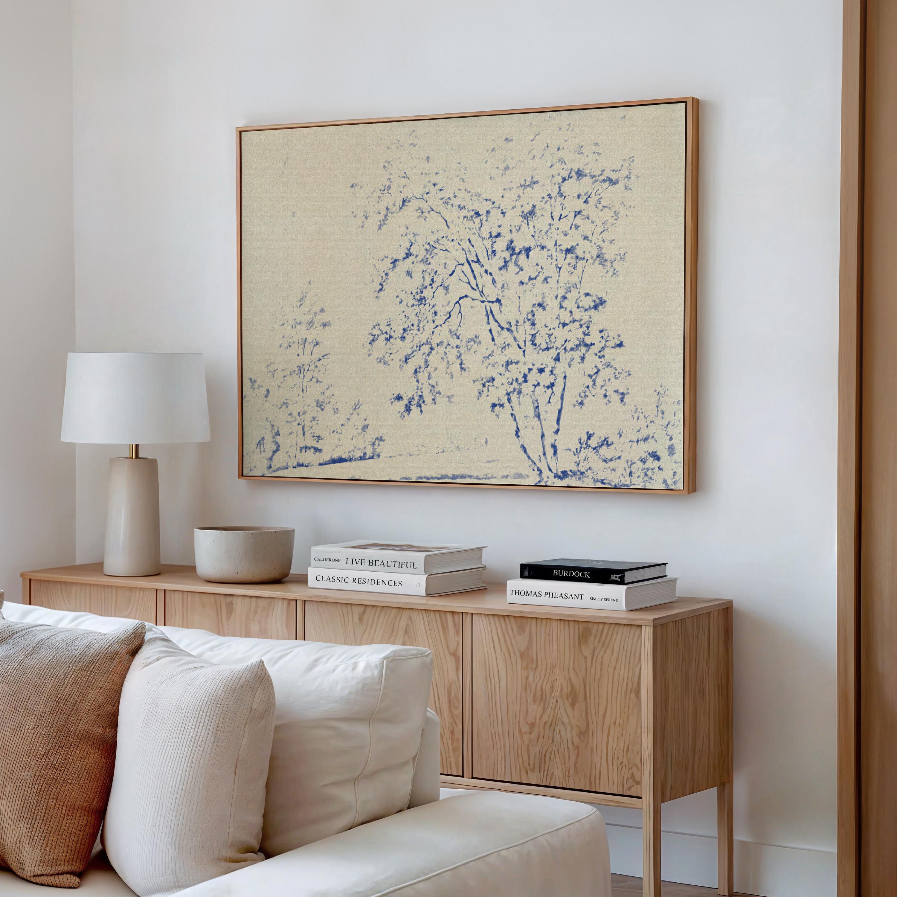 Blue Toile Faith Canvas | Watercolor Trees Christian Wall Art Print | Watercolor Christian Wall Art | Faith Gift | B0004