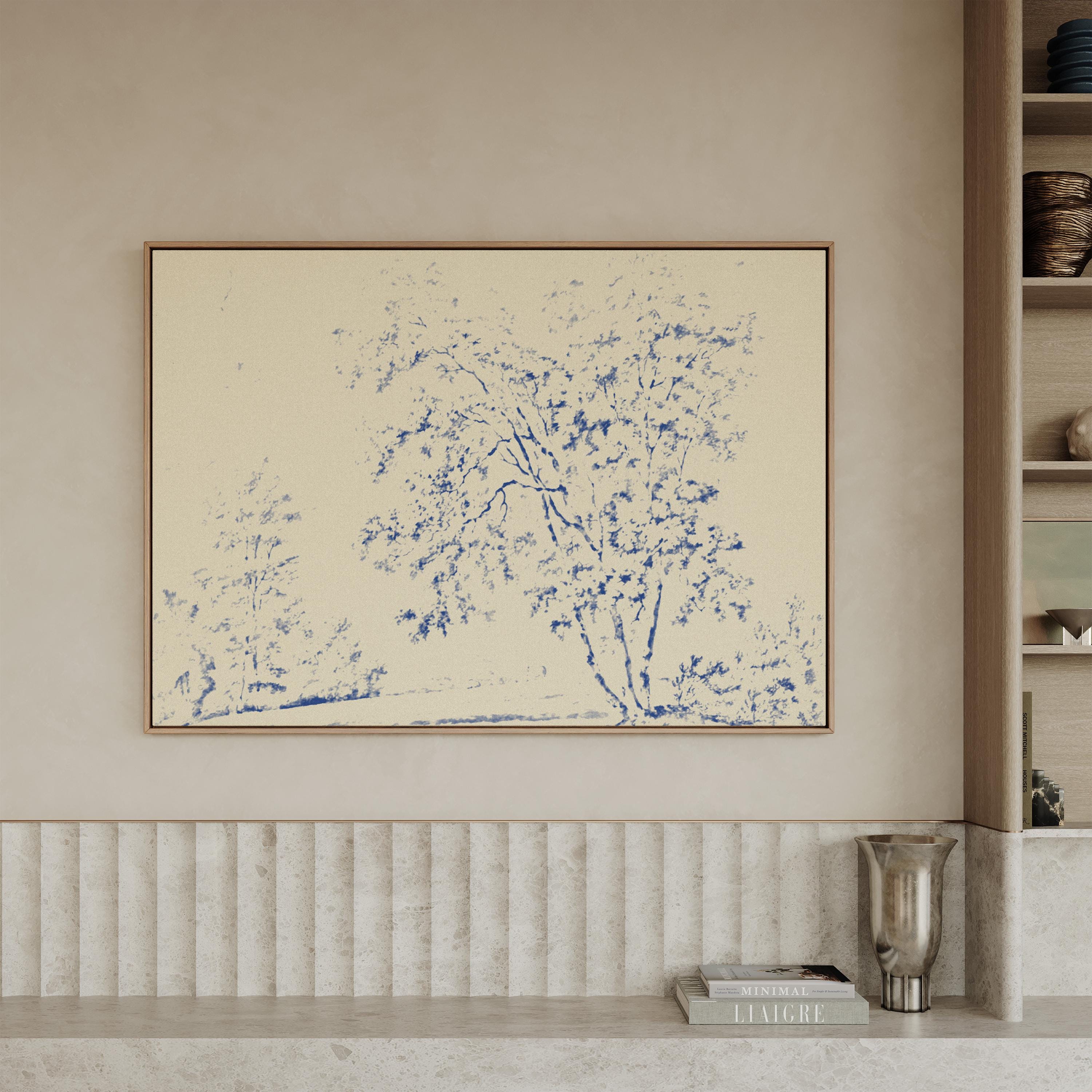 Blue Toile Faith Canvas | Watercolor Trees Christian Wall Art Print | Watercolor Christian Wall Art | Faith Gift | B0004