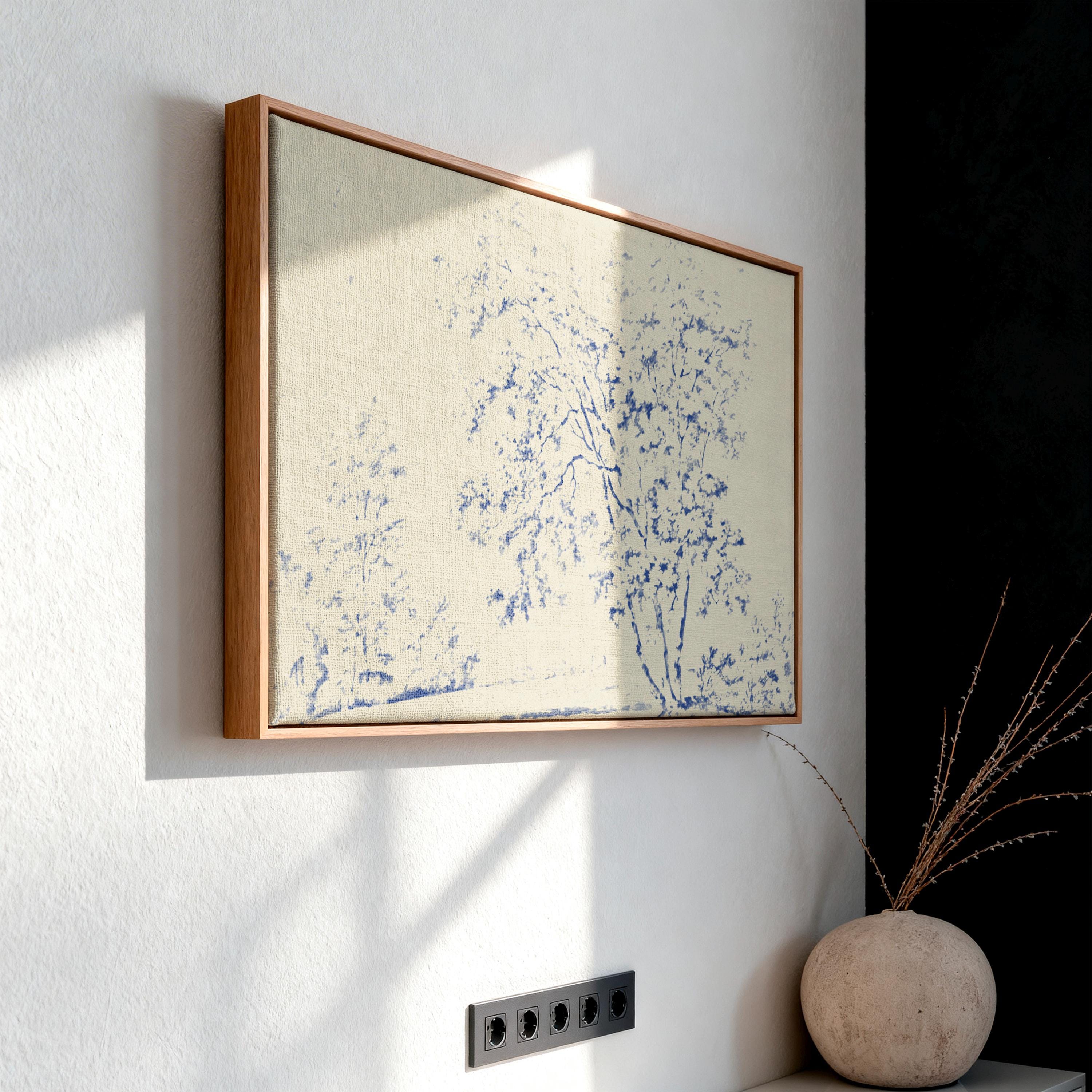 Blue Toile Faith Canvas | Watercolor Trees Christian Wall Art Print | Watercolor Christian Wall Art | Faith Gift | B0004