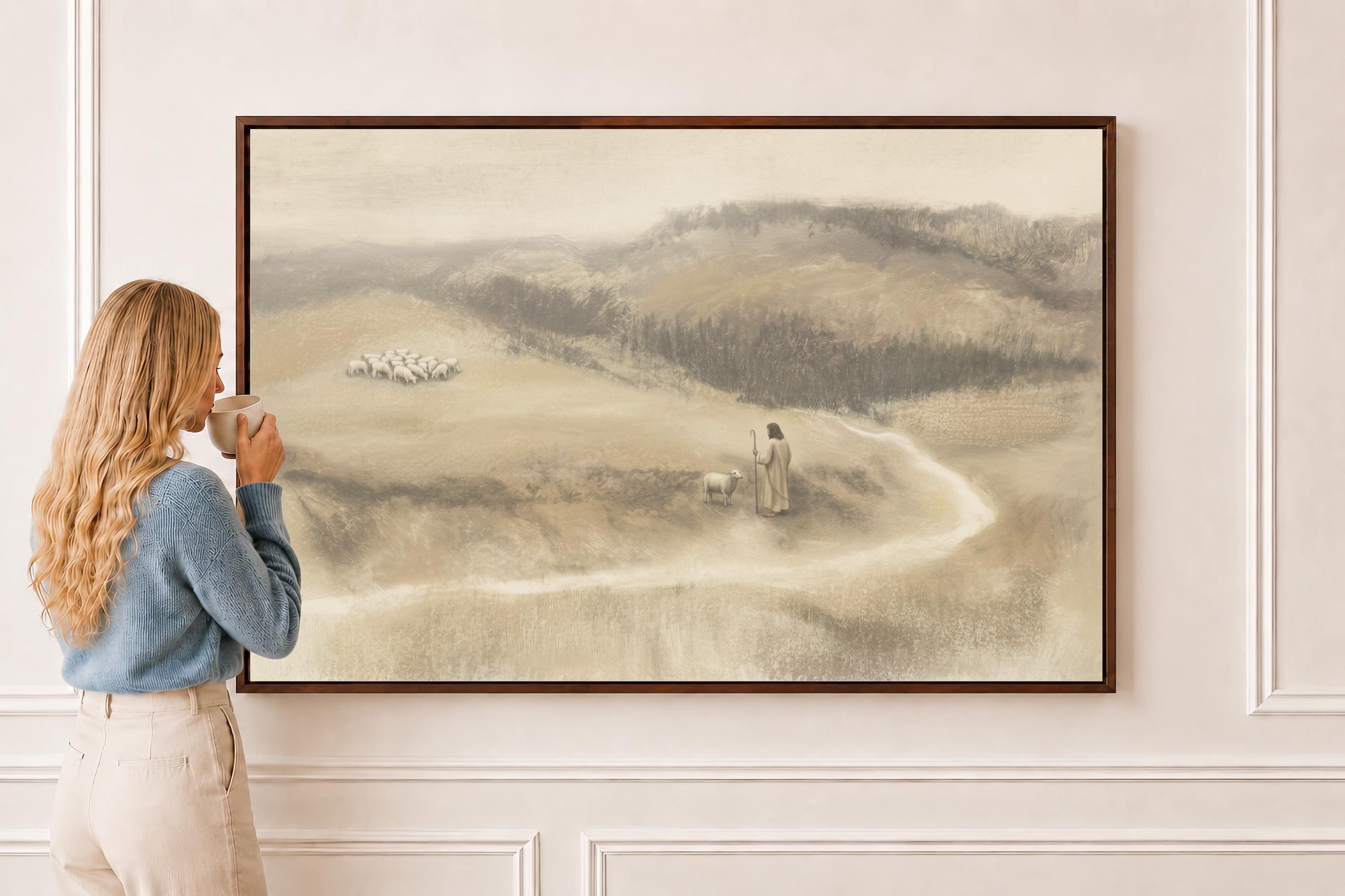Be Still Canvas | Degas Pastel Hills Christian Wall Art Print | Impressionist Christian Wall Art | Faith Gift | F0003