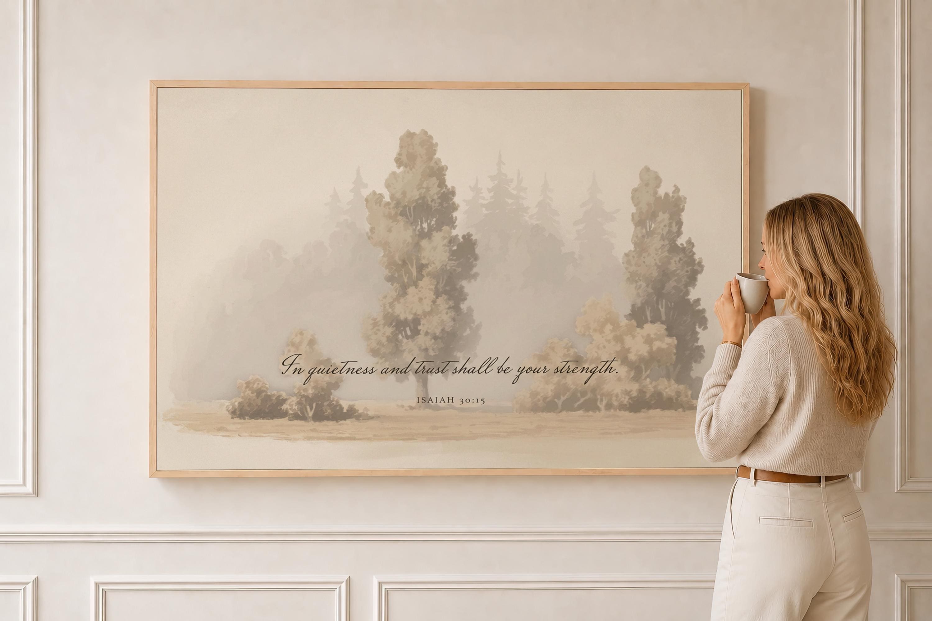 Isaiah 30:15 Canvas | Misty Grove Christian Decor | Moody Christian Wall Art | Faith Gift | T0013