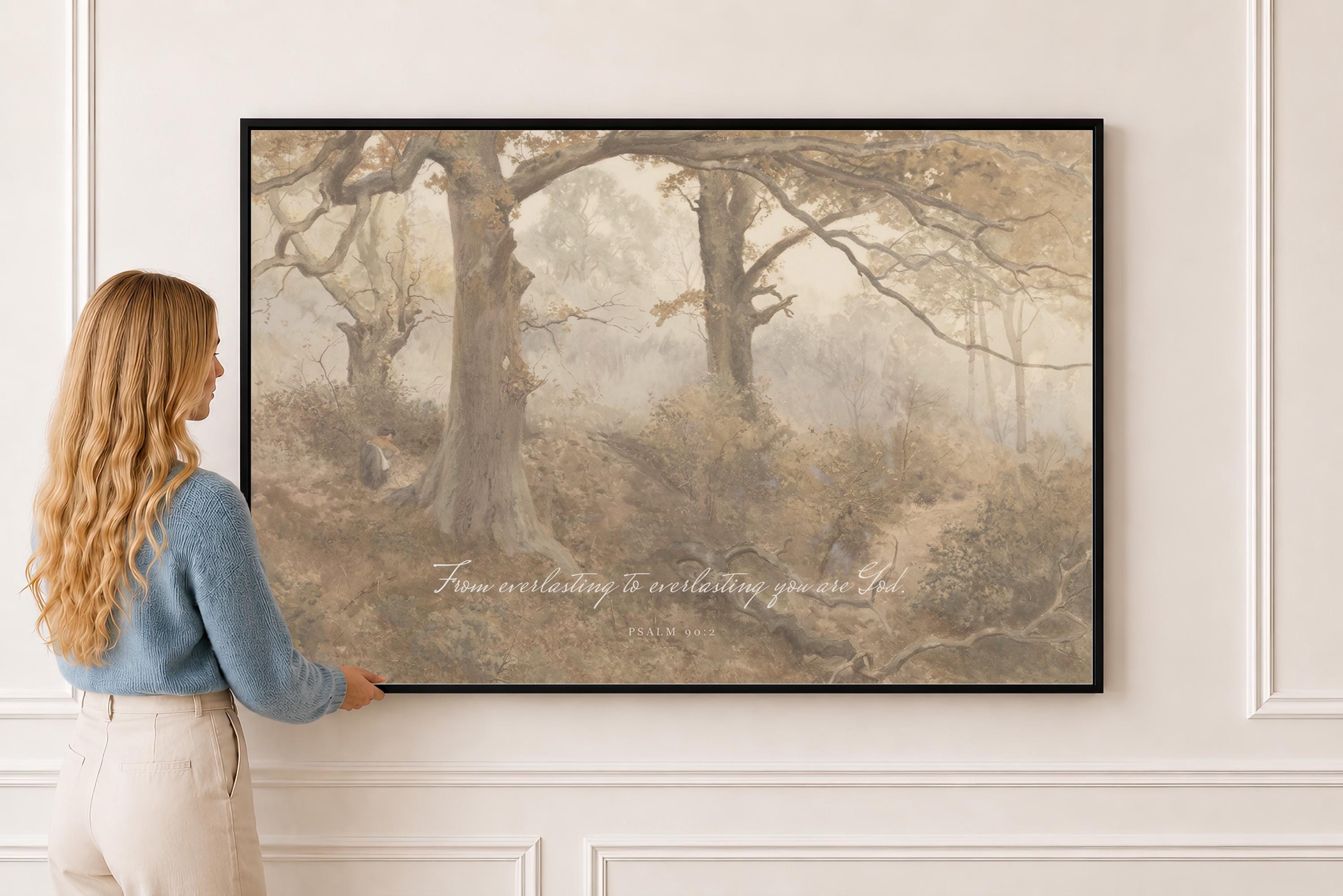 Psalm 90:2 Framed | From Everlasting to Everlasting You Are God | Vintage Christian Wall Art | Faith Gift | T0002