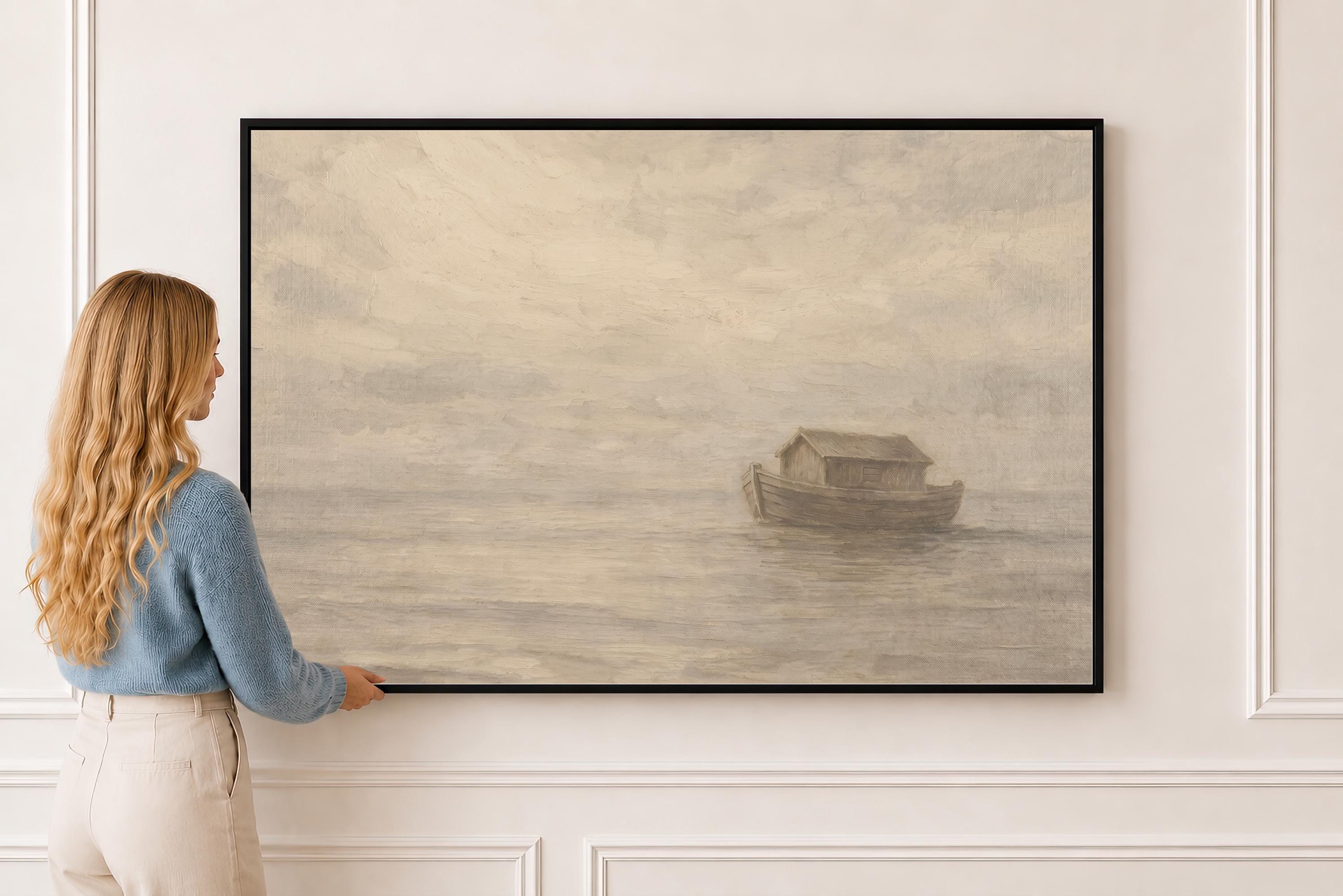 Noah’s Ark Christian Wall Art – Biblical Story Painting, Faith-Based Kids Room or Nursery Decor