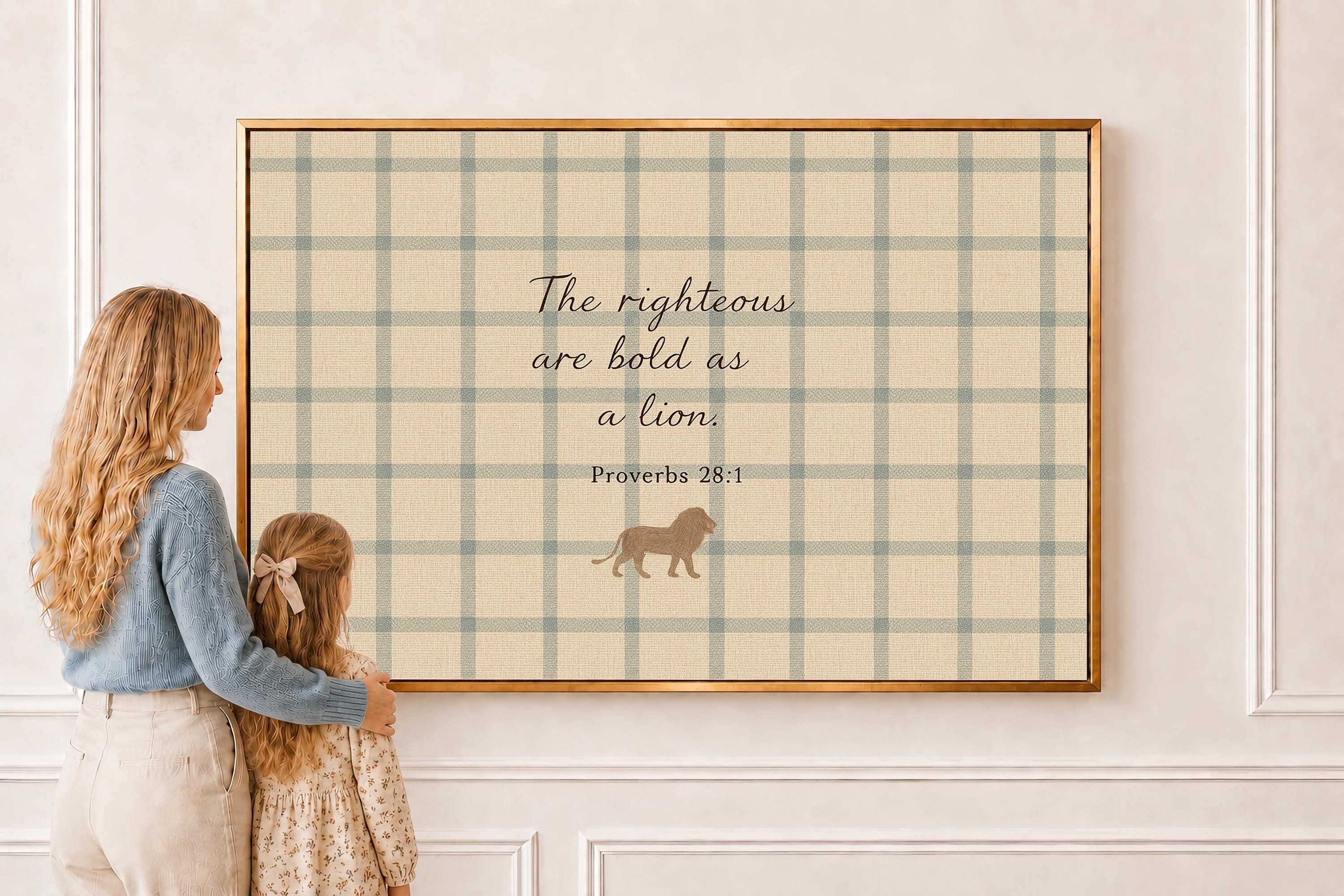 Proverbs Nursery Wall Art - Bold and Courageous Lion Nursery | Boy Room Decor