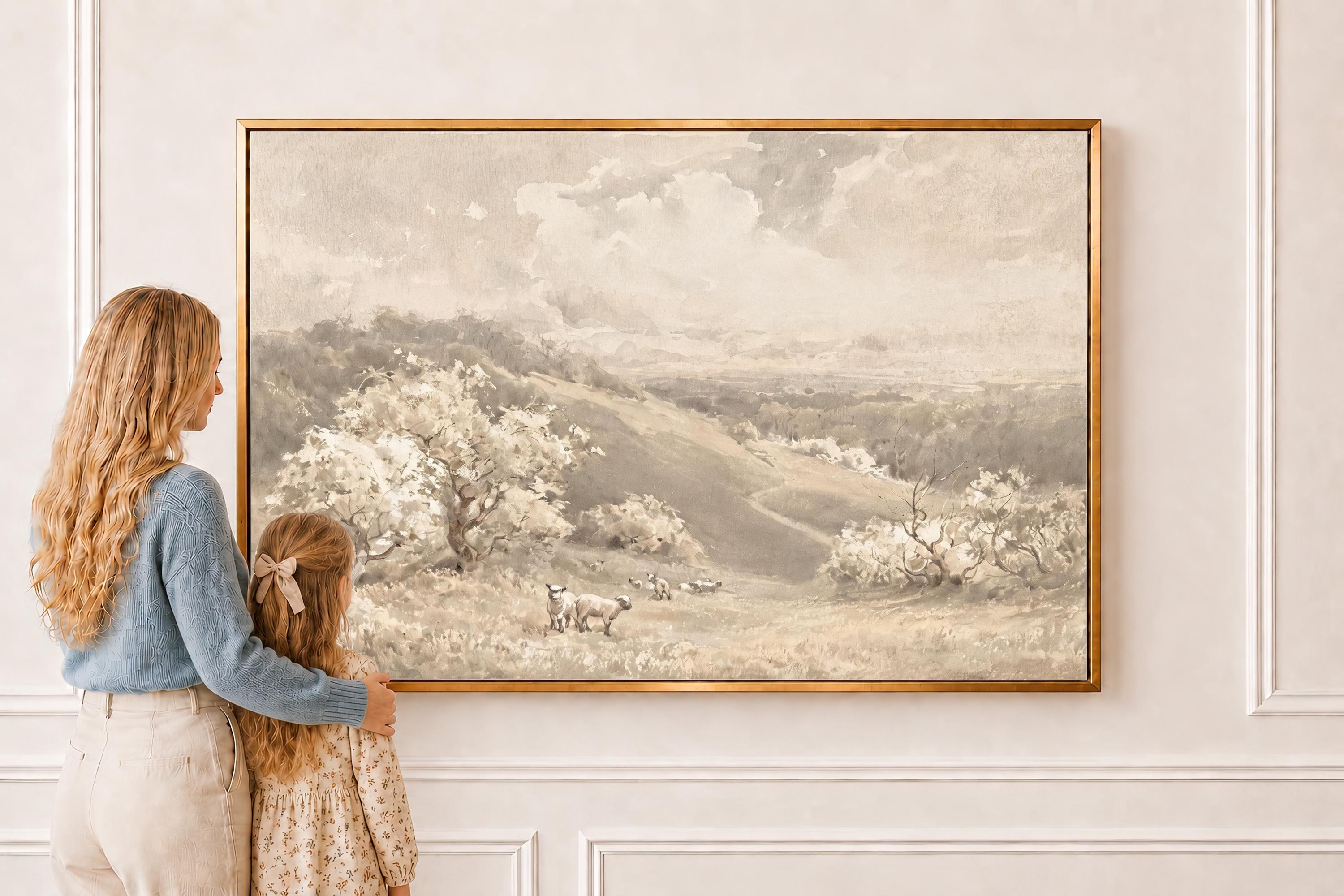 The Lord is My Shepherd Wall Art, Christian Nursery Print, Scripture Farm Art, Neutral Faith Decor, Rustic Bible Verse