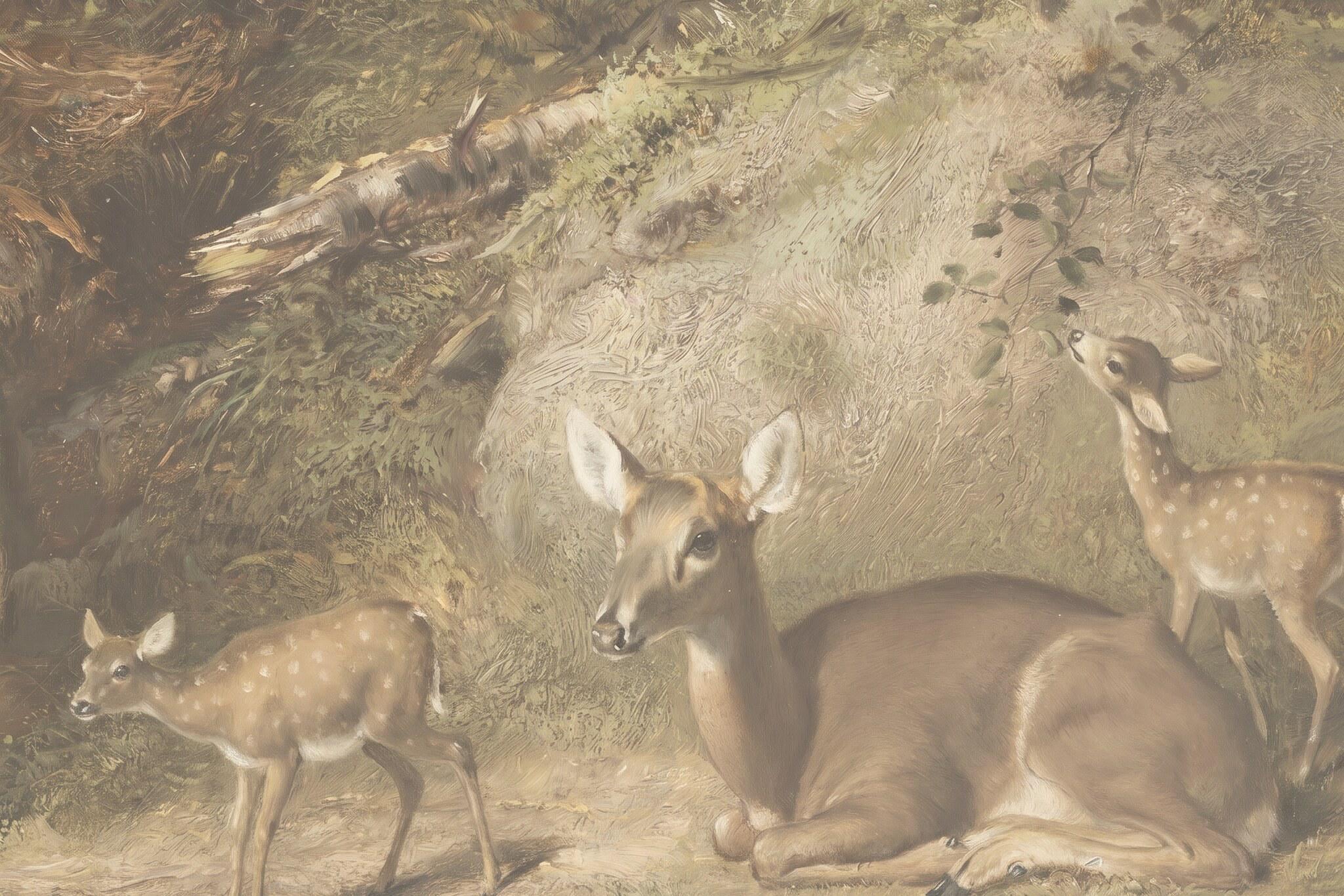 Vintage Fawn Nursery Wall Art | Woodland Deer Print | Neutral Baby Room Decor | Heirloom Nursery Artwork | Forest Animal Wall Art | G0059