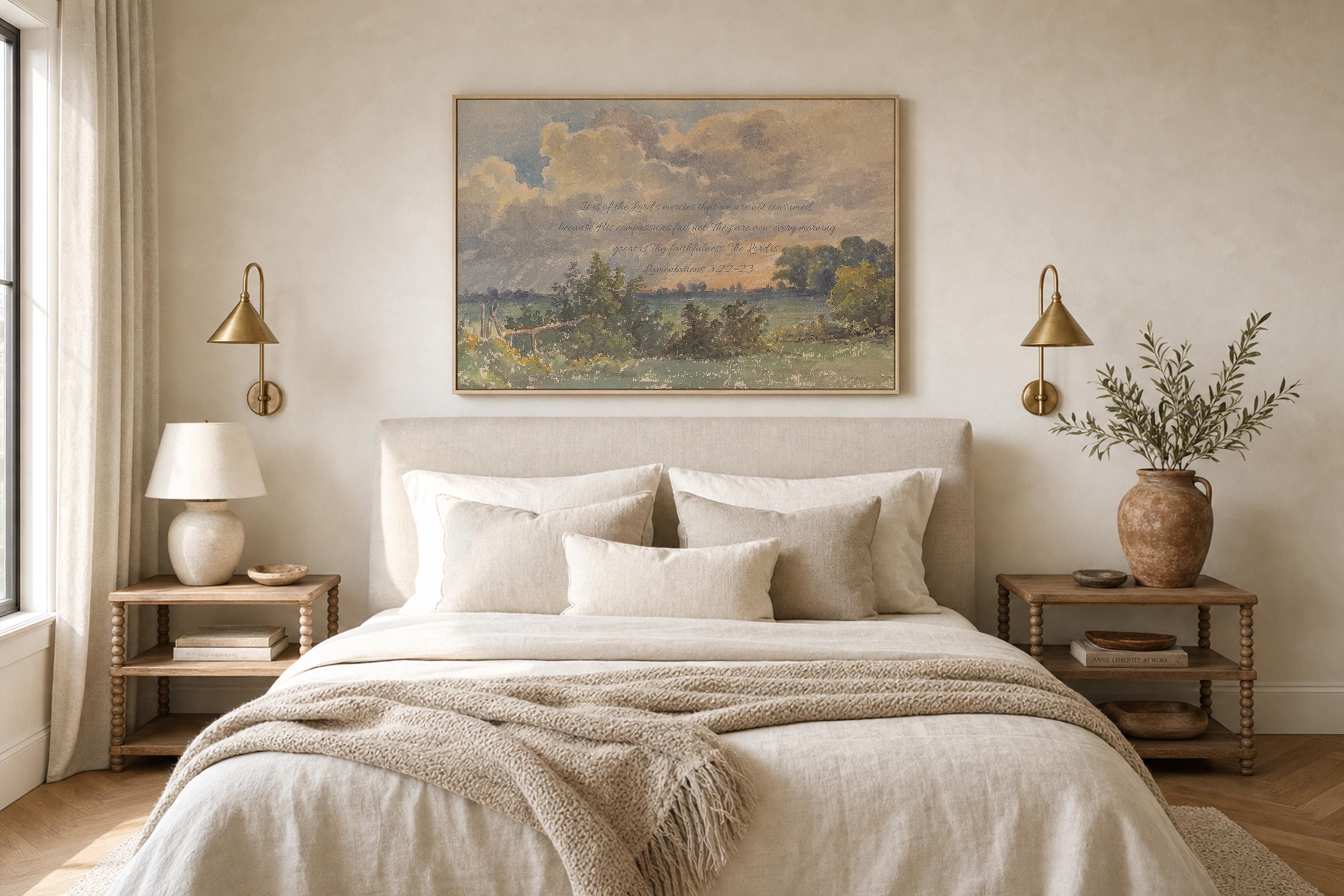 Great Is Thy Faithfulness Wall Art, Lamentations 3:22–23 Scripture Print, Christian Landscape Artwork, Faith Based Home Decor, FG418