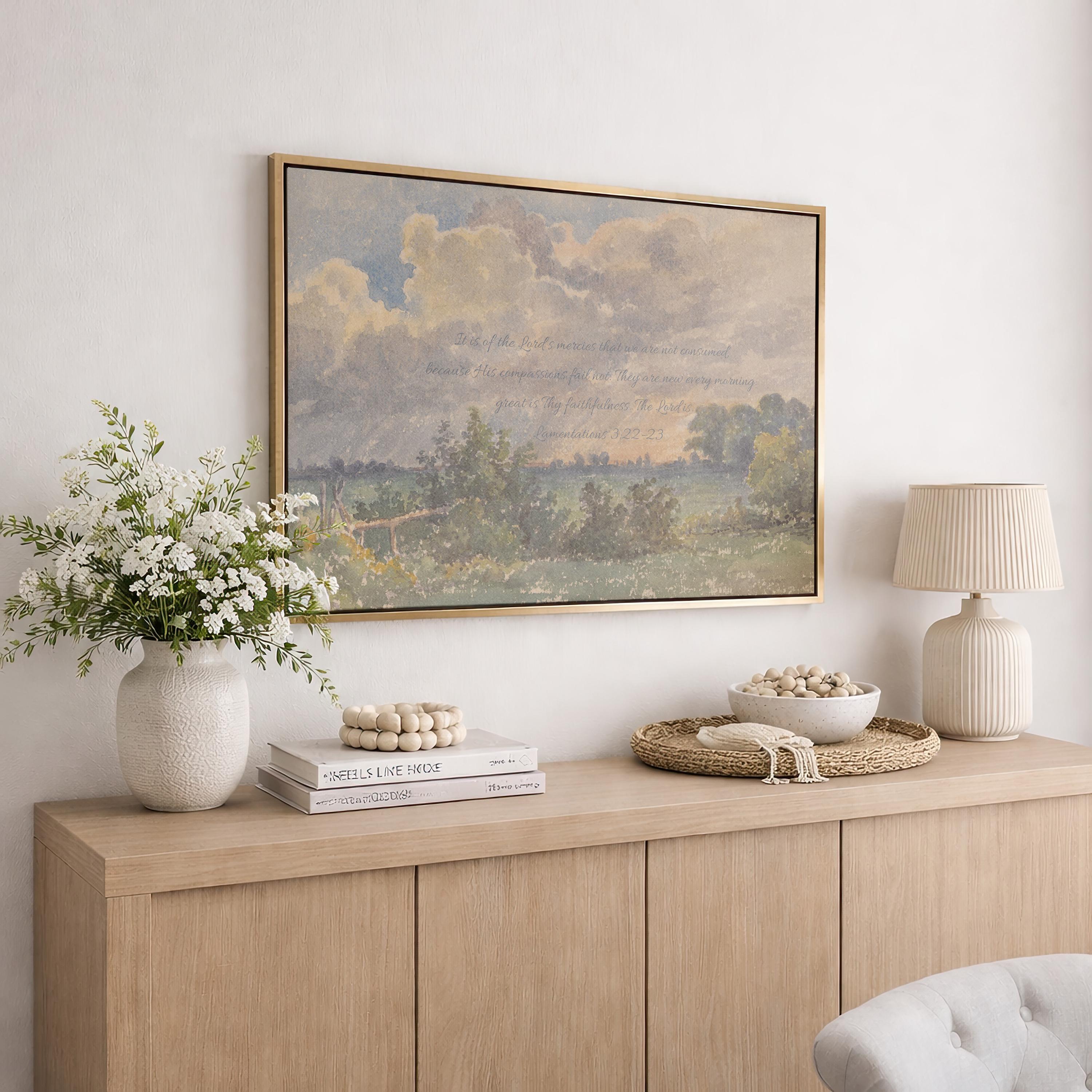 Great Is Thy Faithfulness Wall Art, Lamentations 3:22–23 Scripture Print, Christian Landscape Artwork, Faith Based Home Decor, FG418