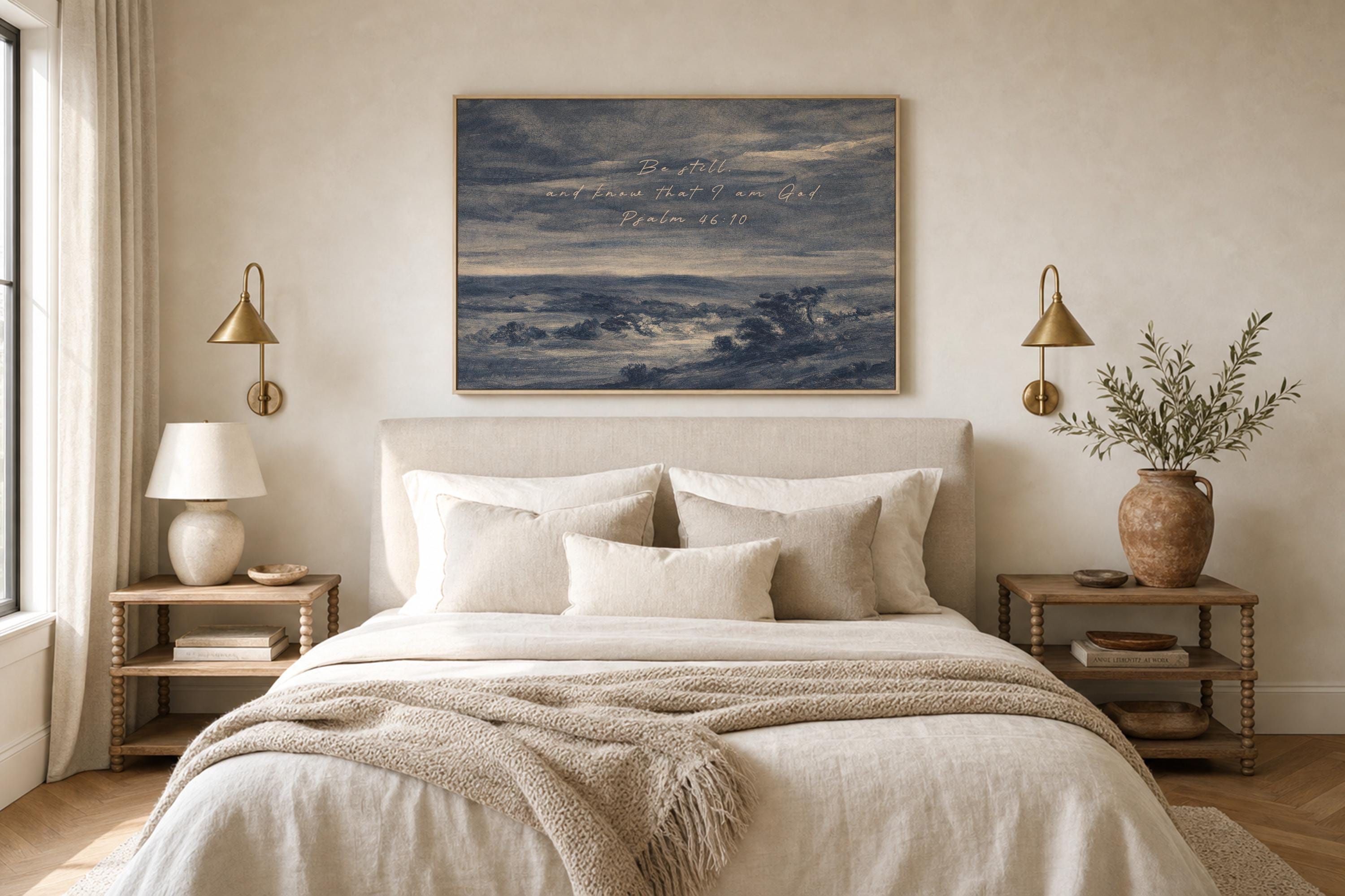 Be Still Psalm 46:10 Scripture Print – Moody Coastal Christian Wall Art