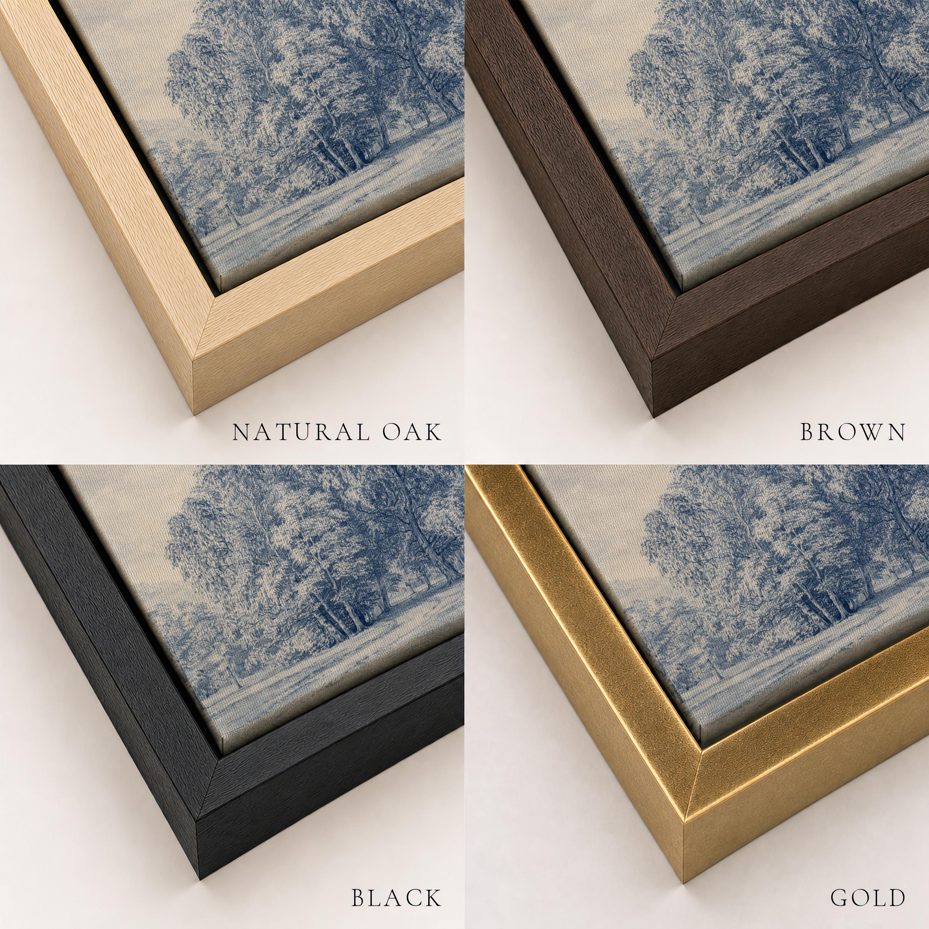Blue Landscape Wall Art – French Country Tree Print, Farmhouse Decor
