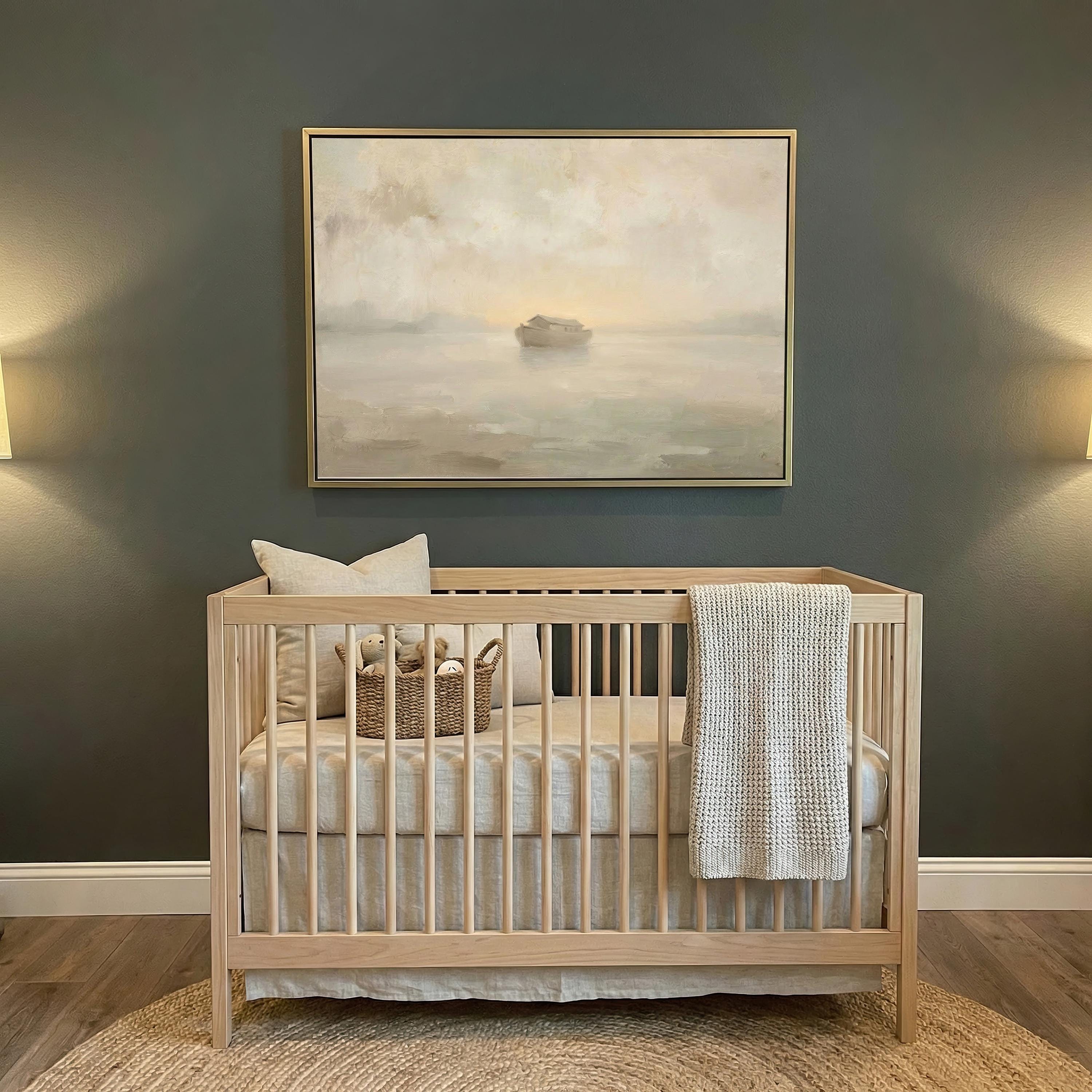 Baby Room Noahs Ark Print | Noahs Ark Art | Ark Misty Dawn Christian Wall Art Print | W0200