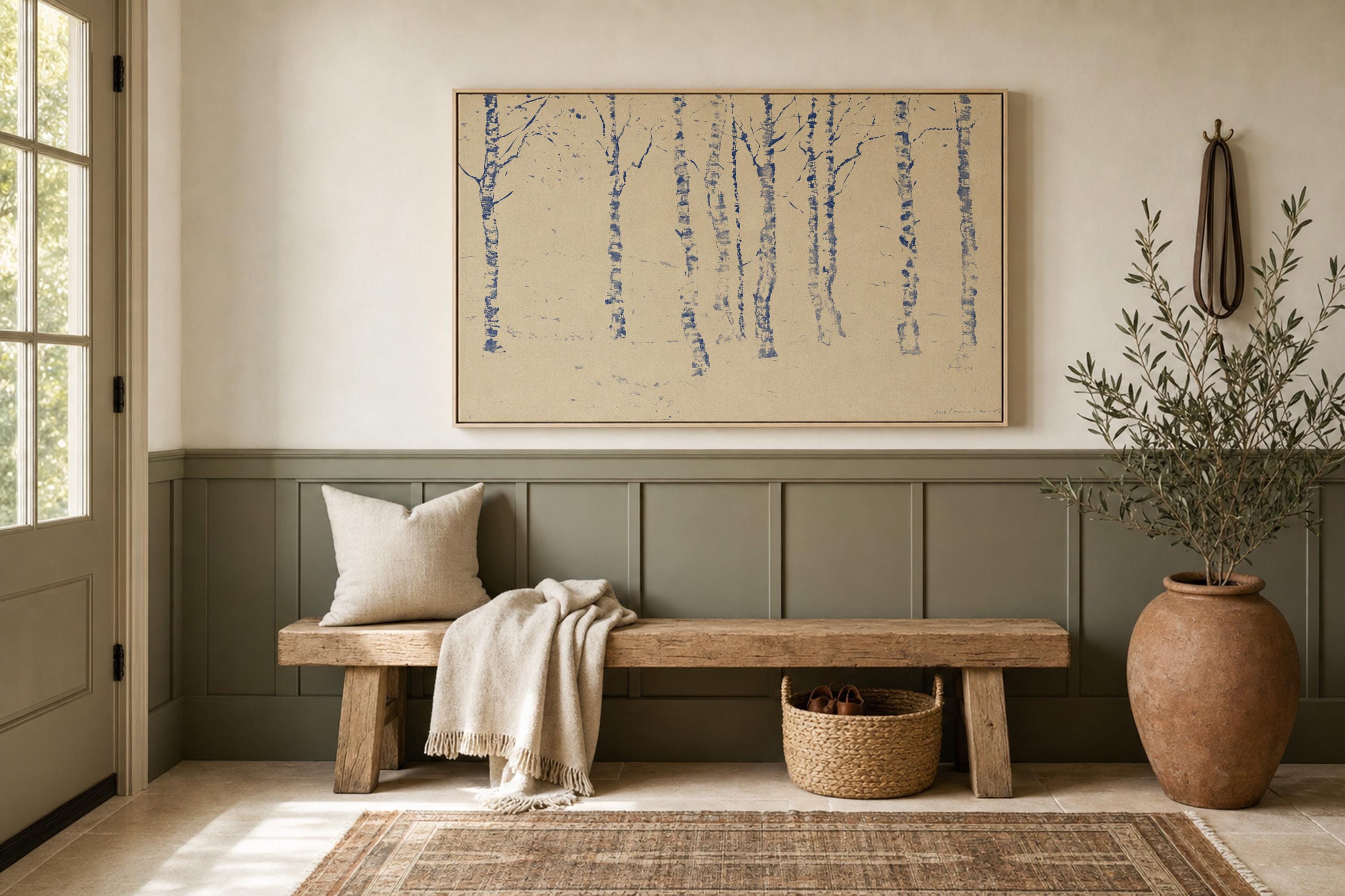 Blue Toile Faith Canvas | Birch Grove Christian Wall Art Print | Neutral Christian Wall Art | Faith Gift | B0001