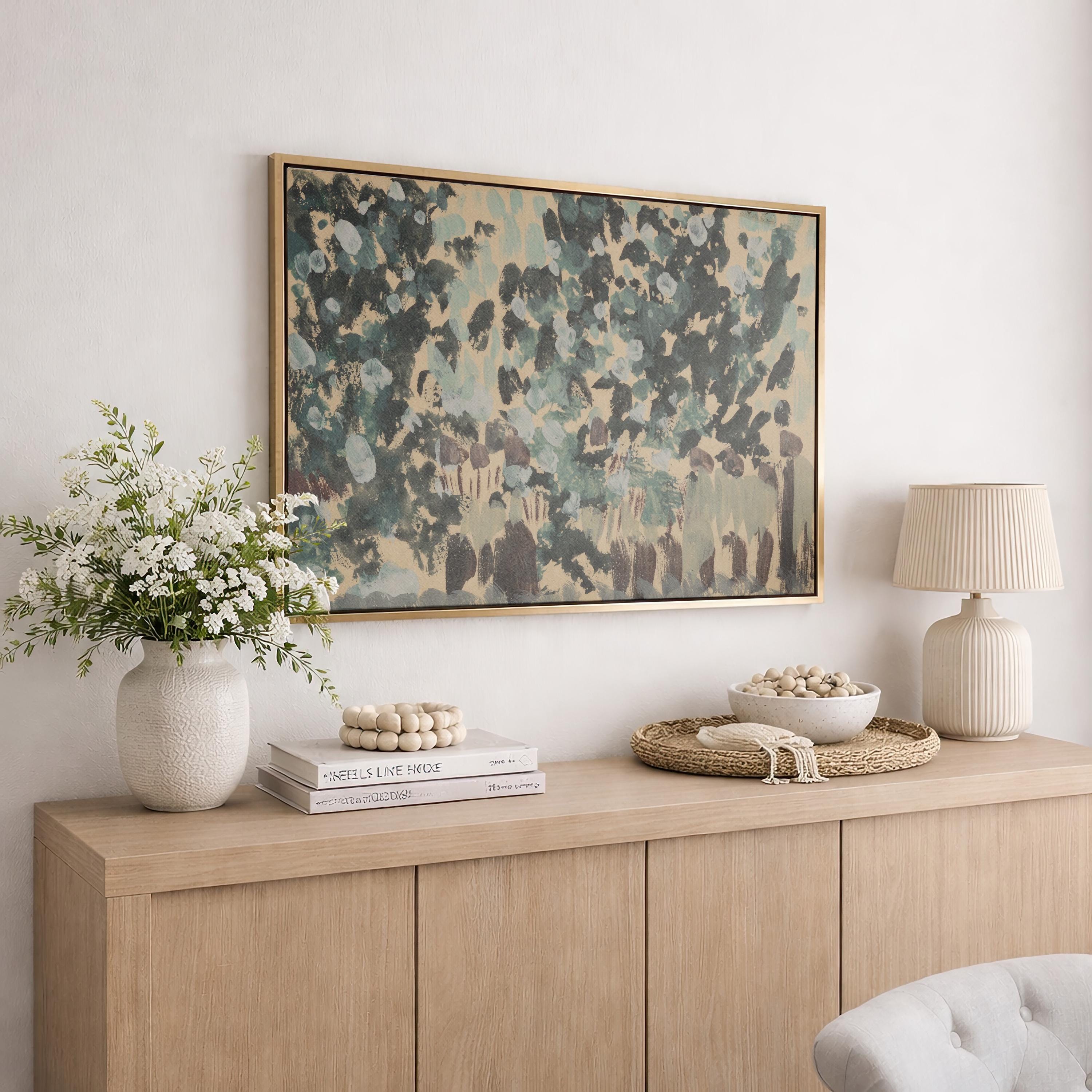 Abstract Garden Christian Wall Art, Faith Inspired Botanical Painting, Modern Christian Home Decor, Soft Teal Blue Floral Artwork