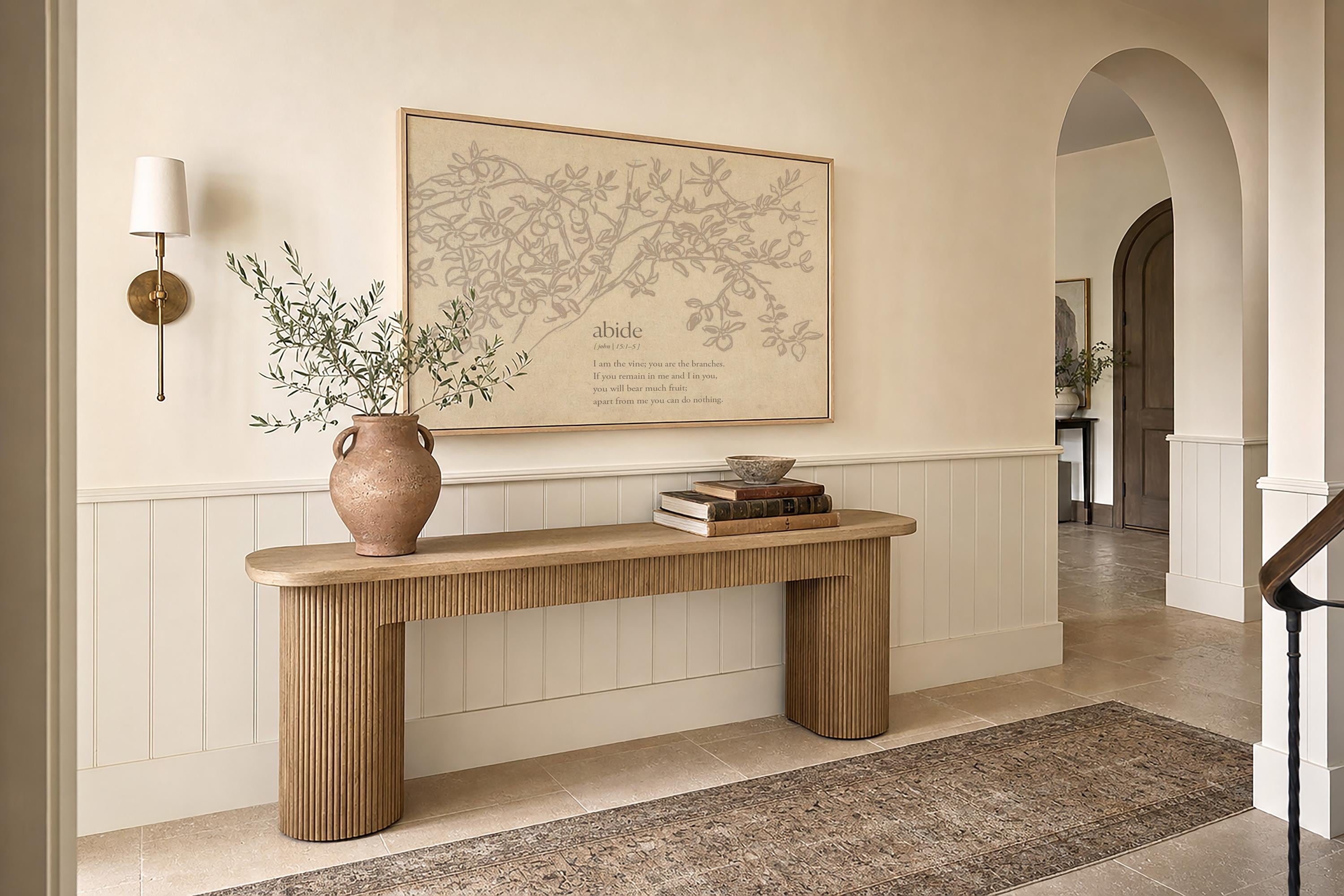 Abide Scripture Wall Art, John 15:1–5 Bible Verse Print, I Am the Vine You Are the Branches Artwork, Neutral Christian Home Decor - FG413