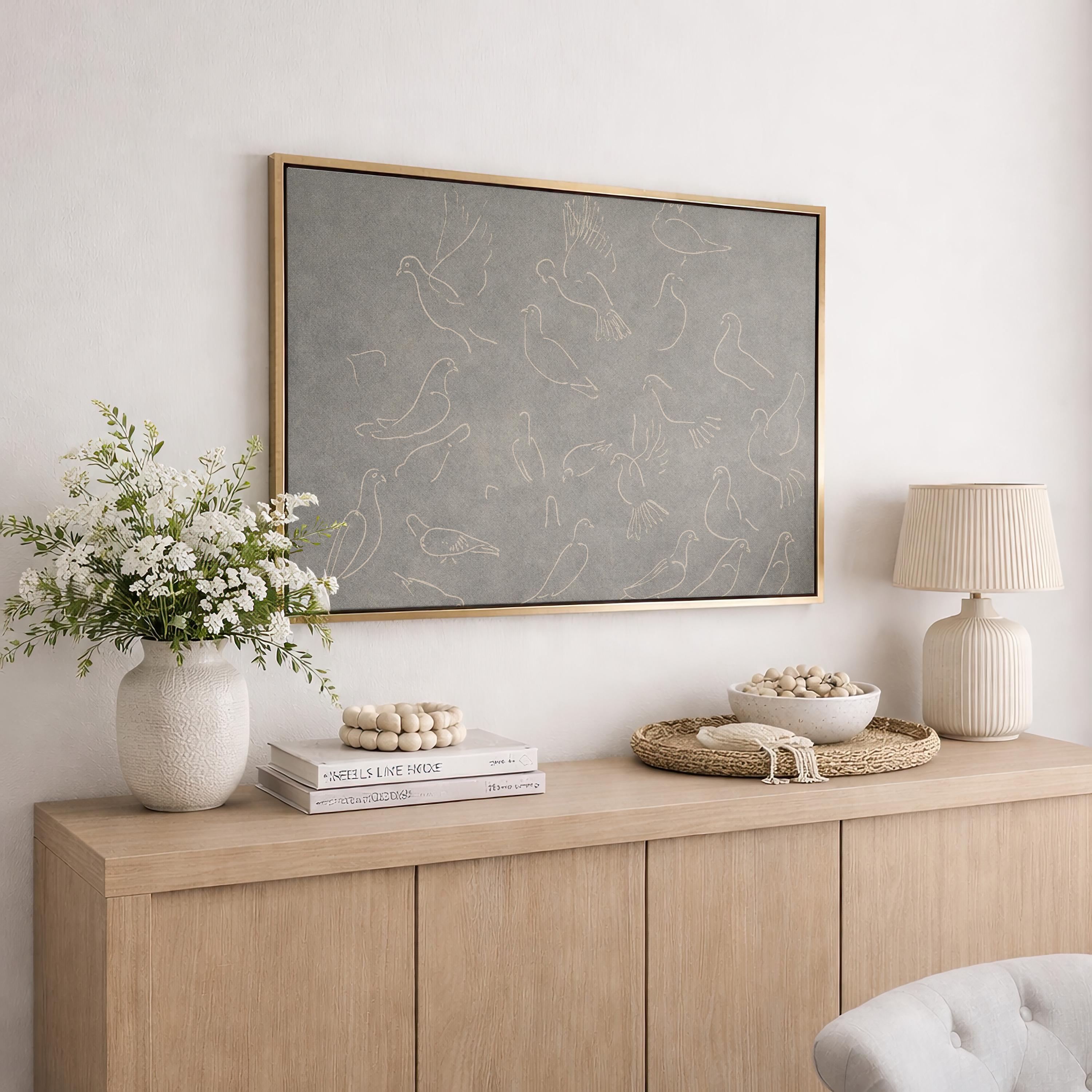 Blue Gray Dove Sketch Print | Minimalist Bird Faith Wall Art | FG439