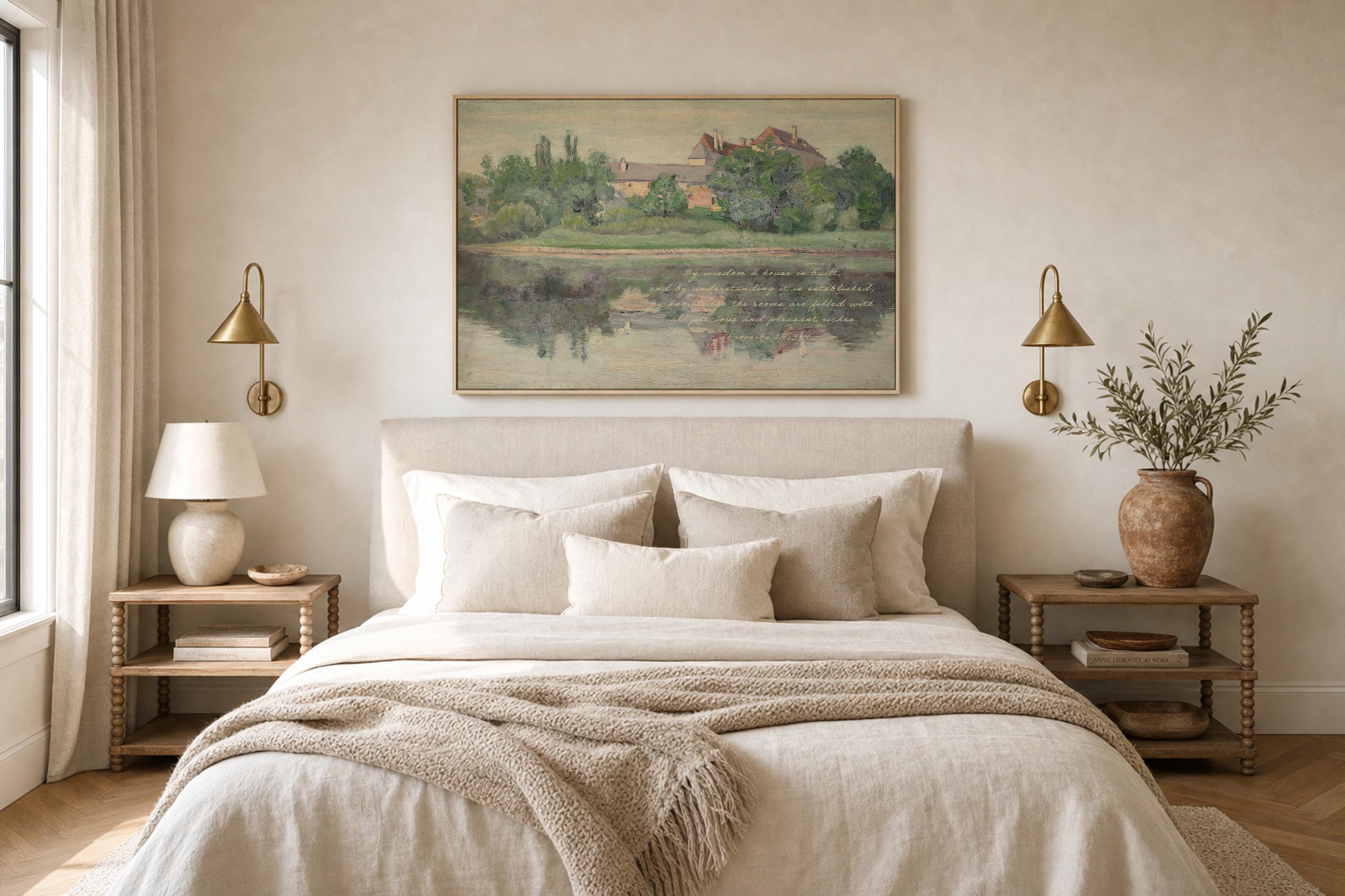 Proverbs 24:3-4 Wall Art, Christian House Blessing Print, Bible Verse Scripture Canvas, FG440