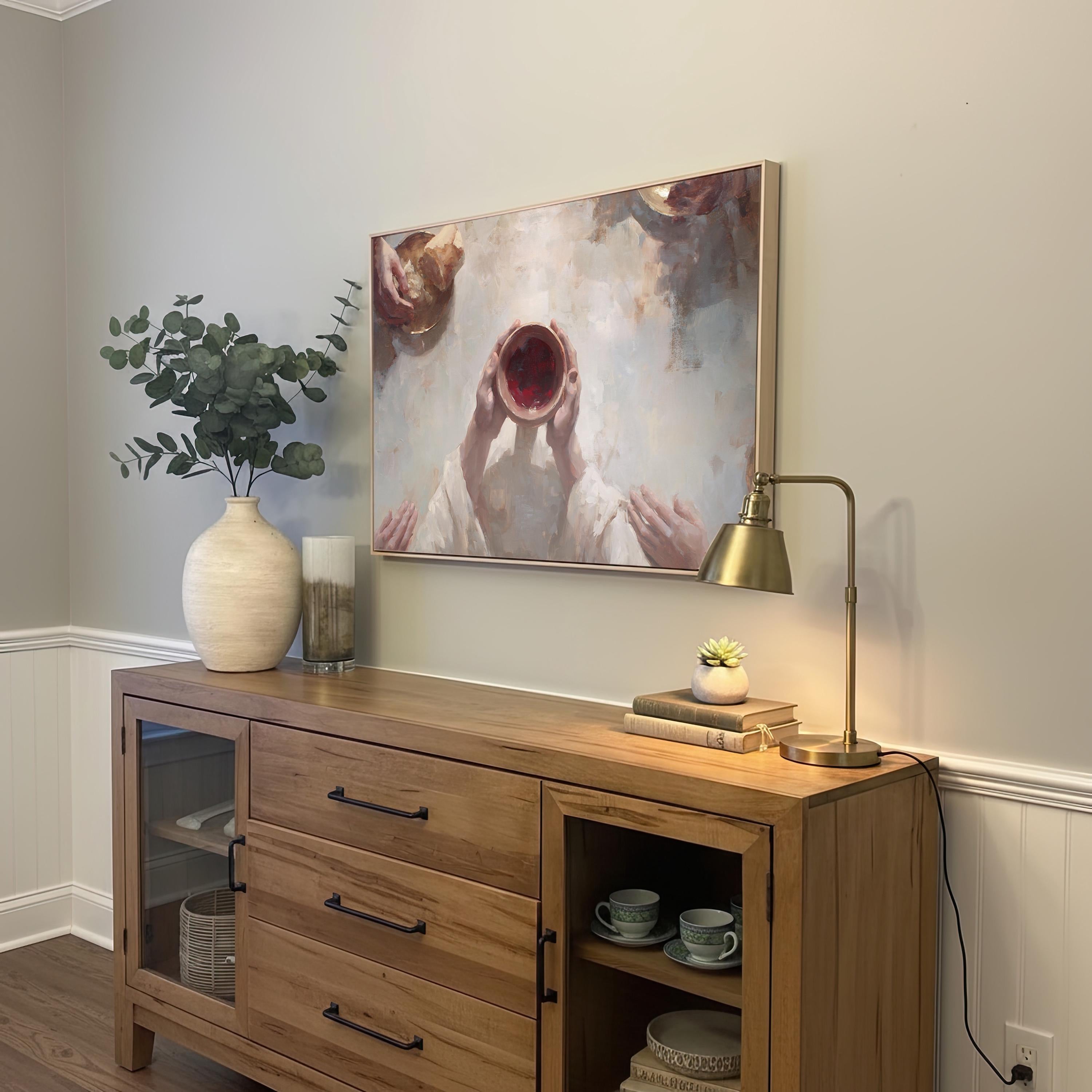 Jesus Last Supper Wall Art, Christian Communion Painting, Eucharist Artwork, Sacred Art Print